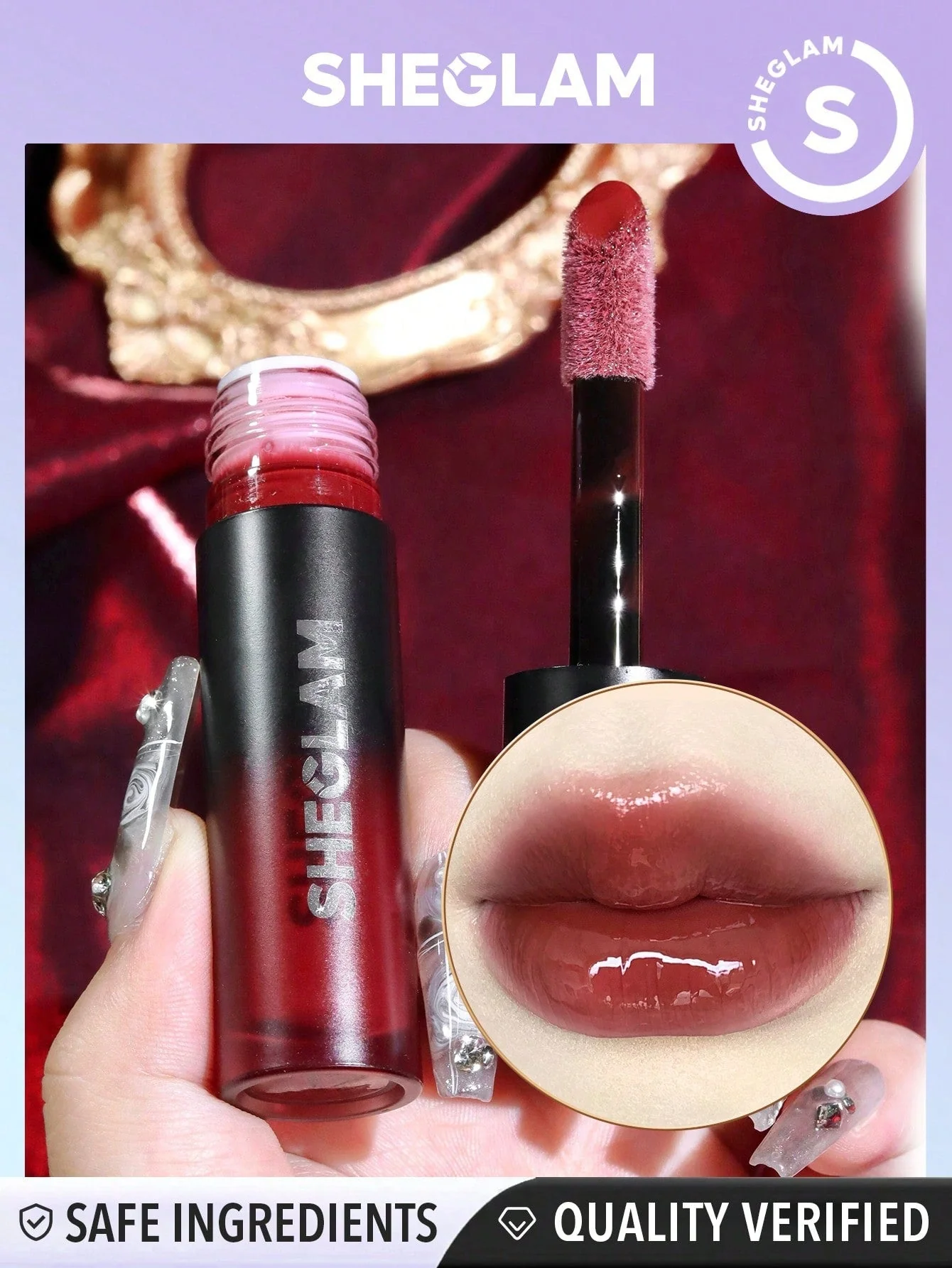 SHEGLAM Ember Rose Immortal Love Nourishing Lip Gloss - Pink Liquid Lipstick High Shine Finish Ultra Moisturizing Lip Glaze Luminous Shine Non-Sticky Li Makeup - Image 4