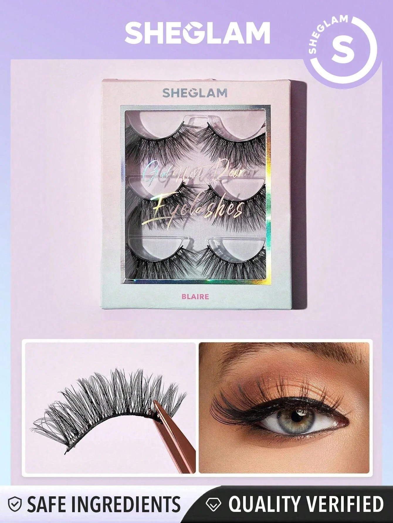 SHEGLAM Girl Next Door Natural False Eyelashes-Blaire 3 Pairs Cat Eye Lashes Lightweight Comfortable Tapered Fuller Longer Thicker False Eyelashes DIY Eyelash Extension Fake Eyelashes Goth Y2K Party Eyelashes - Image 8