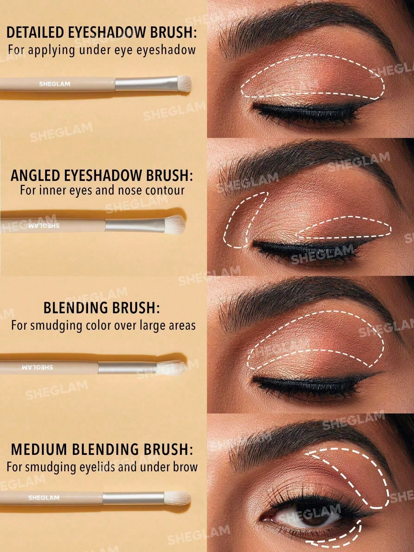 SHEGLAM Glam 101 Eye Essentials Brush Set With Bag - Image 4