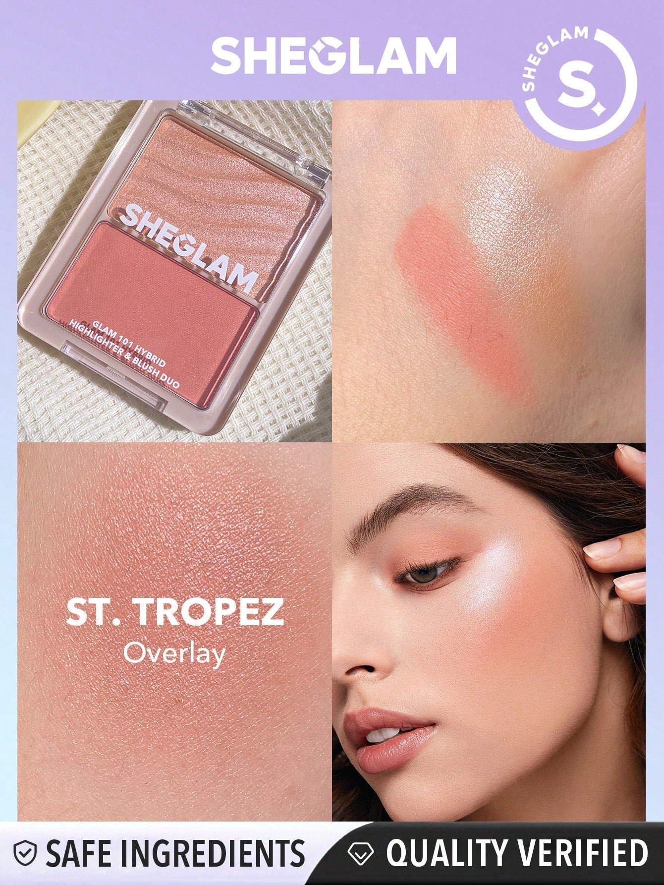 SHEGLAM Glam 101 Hybrid Highlighter & Blush Duo-Seville - Image 3