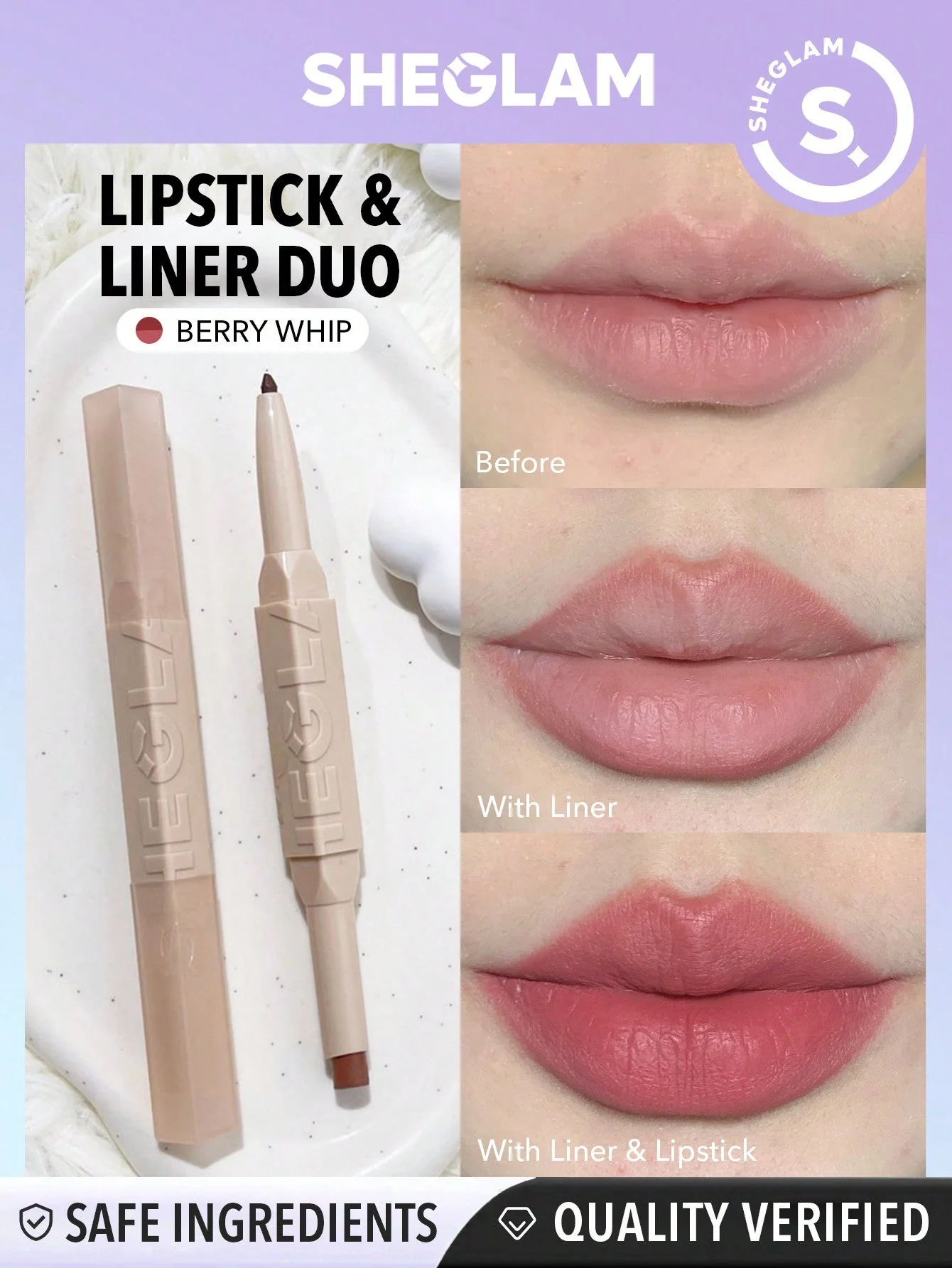 SHEGLAM Glam 101 Lipstick & Liner Duo-Deep Caramel 2-In-1 Matte Dual-Ended Lip Liner Lipstick Pencil Highly Pigmented Long Lasting Smooth Easy To Wear Lip Makeup  FD - Image 3