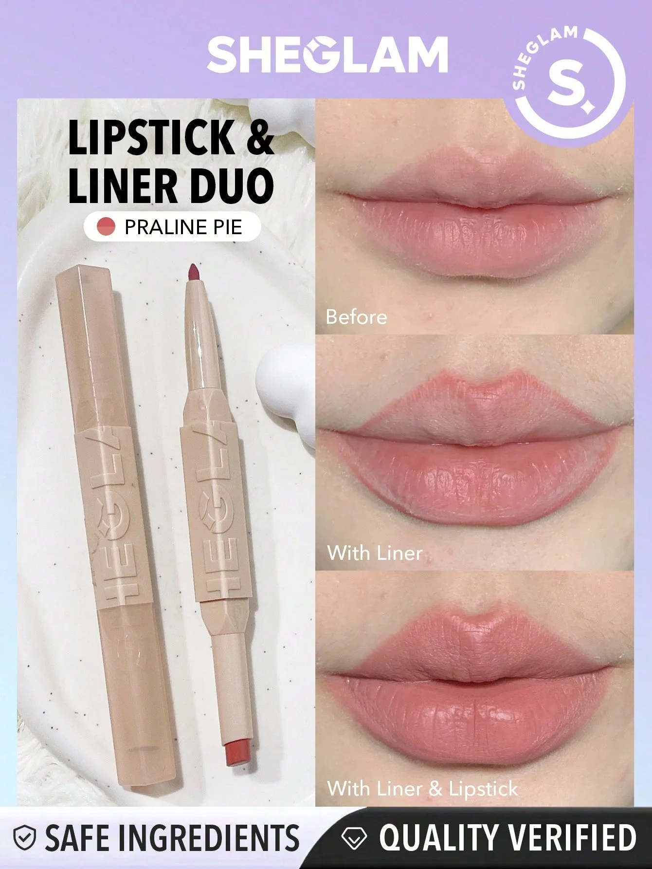 SHEGLAM Glam 101 Lipstick & Liner Duo-Deep Caramel 2-In-1 Matte Dual-Ended Lip Liner Lipstick Pencil Highly Pigmented Long Lasting Smooth Easy To Wear Lip Makeup  FD - Image 4
