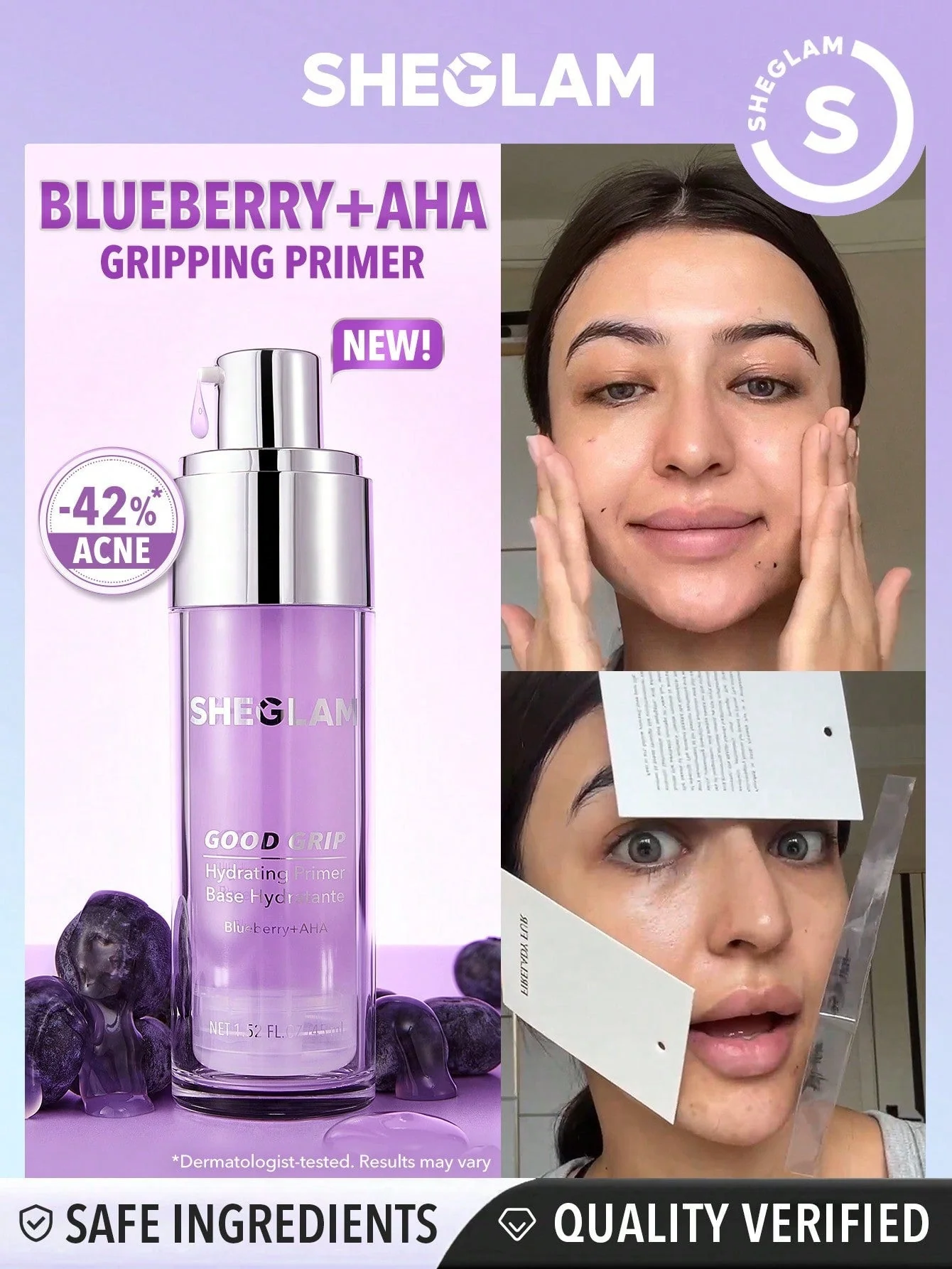 SHEGLAM Good Grip Hydrating Primer-Blueberry+AHA - Image 2