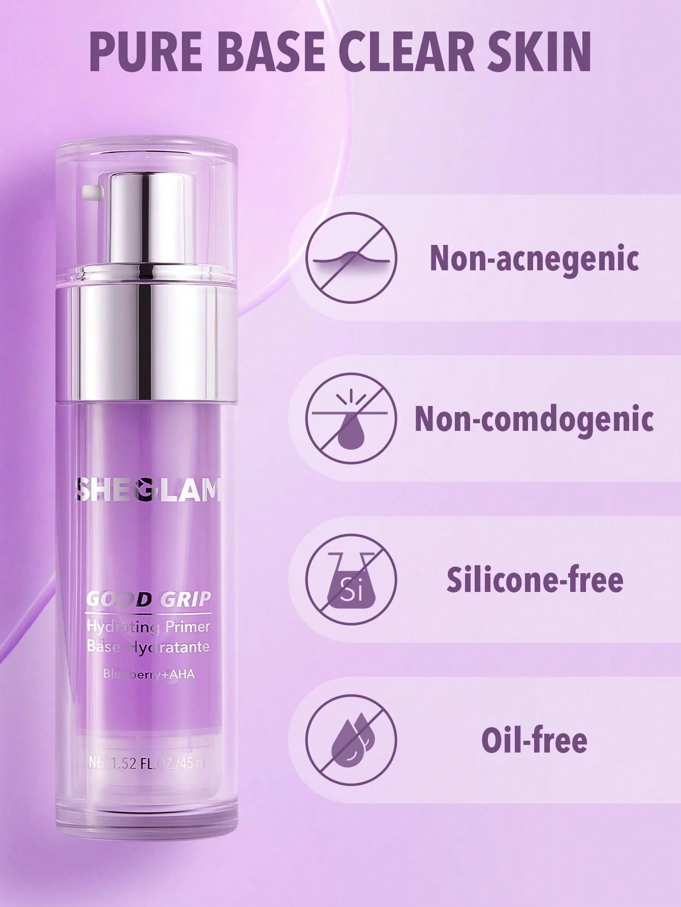 SHEGLAM Good Grip Hydrating Primer-Blueberry+AHA - Image 7
