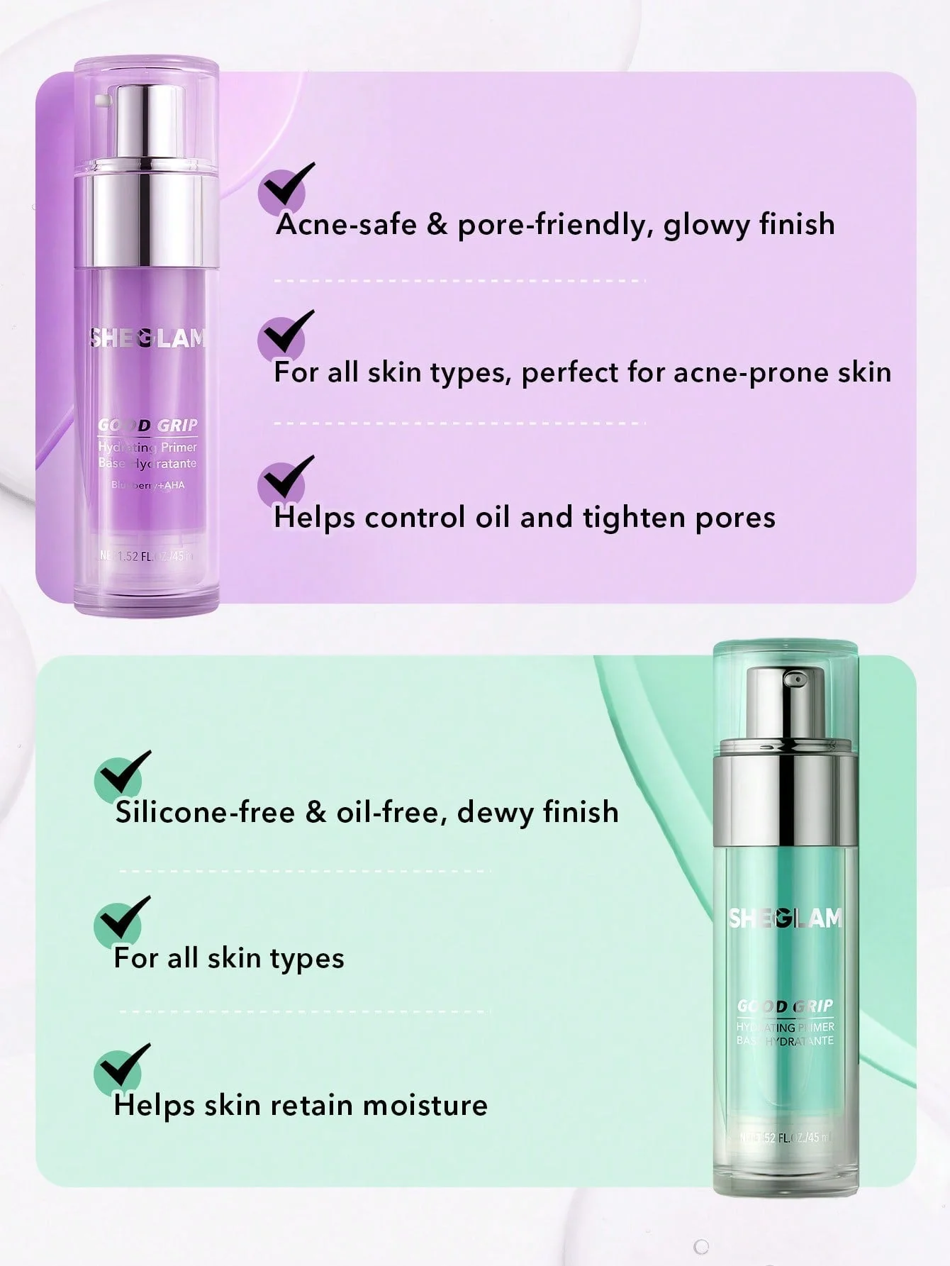 SHEGLAM Good Grip Hydrating Primer-Blueberry+AHA - Image 8
