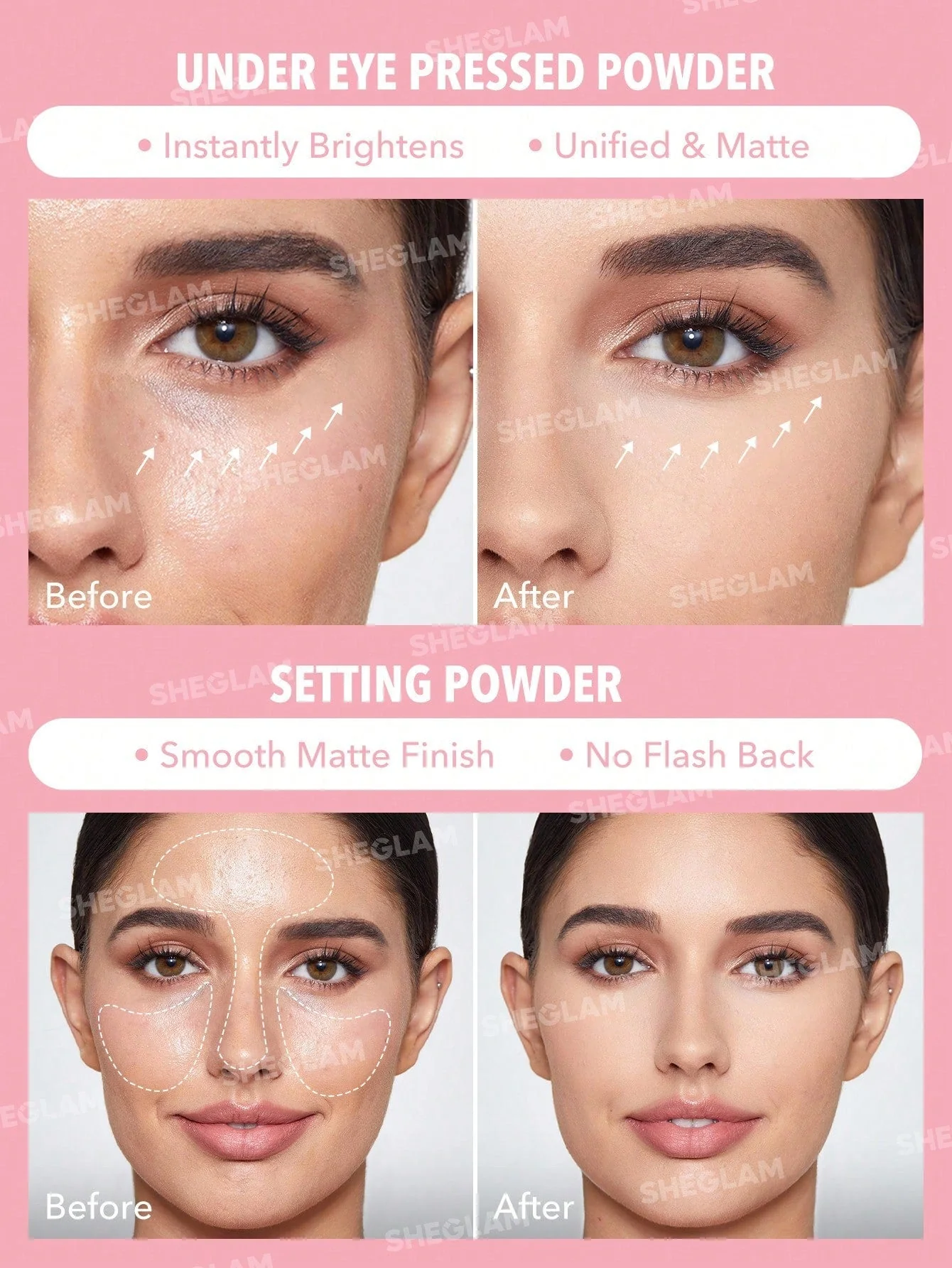 SHEGLAM Insta-Ready Face & Under Eye Setting Powder Duo-Bubblegum 2 In 1 - Image 2
