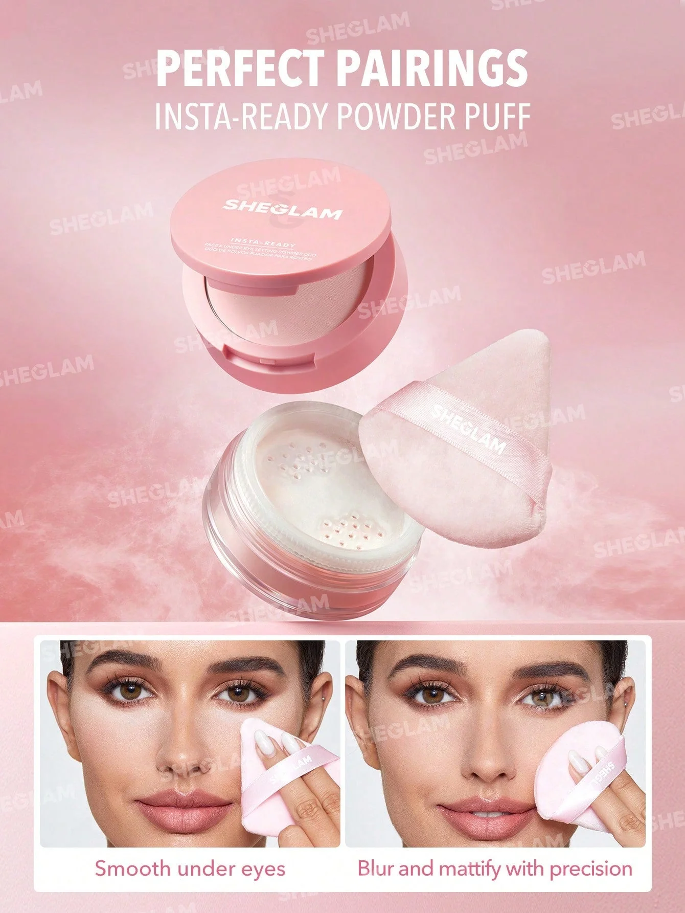 SHEGLAM Insta-Ready Face & Under Eye Setting Powder Duo-Bubblegum 2 In 1 - Image 6