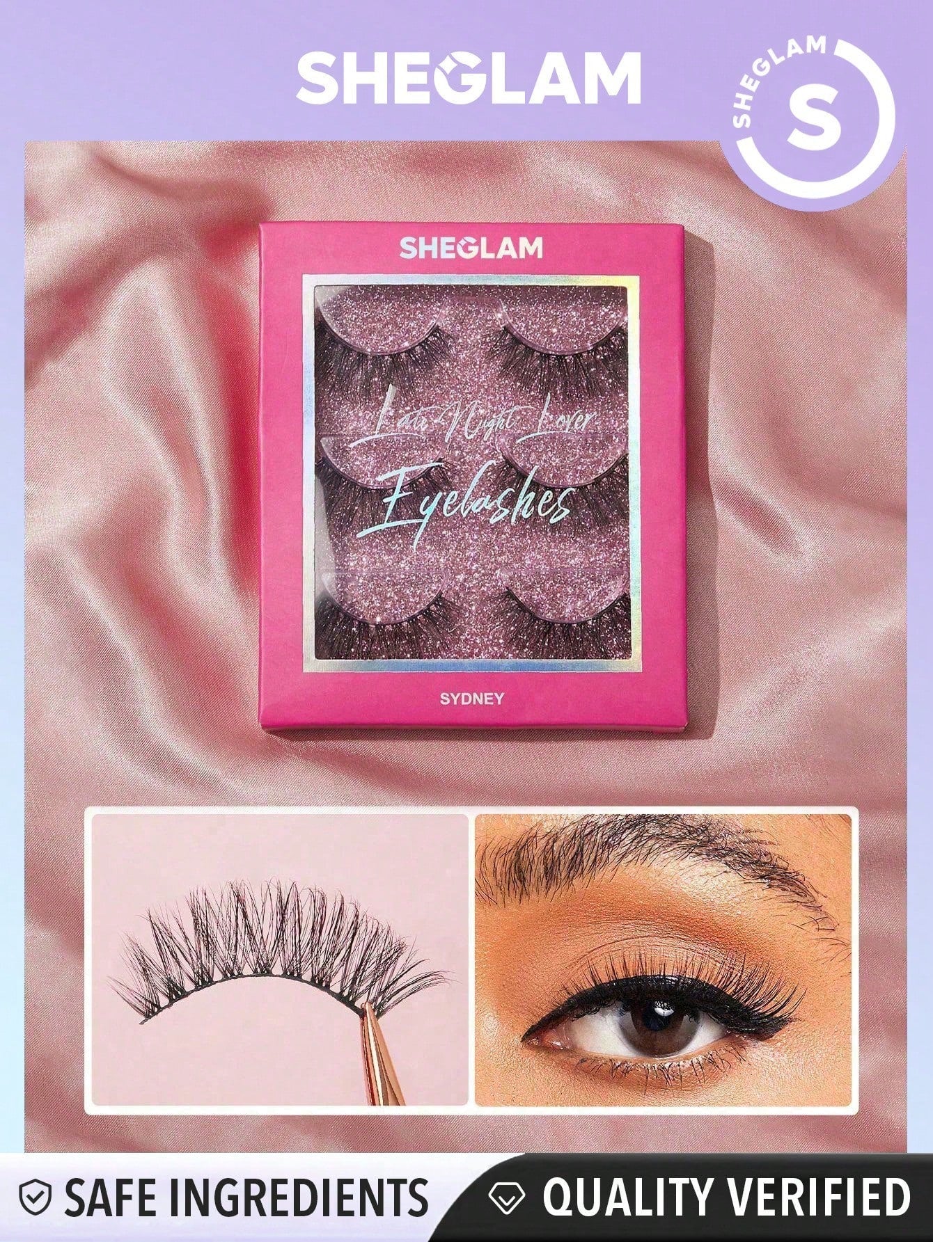 SHEGLAM Late Night Lover Full Volume False Eyelashes-Sydney 3 Pairs Lightweight Comfortable Tapered Natural Fuller Longer Thicker Fake False Eyelashes DIY Eyelash Extension Fake Eyelashes Black Friday Party False Eyelashes