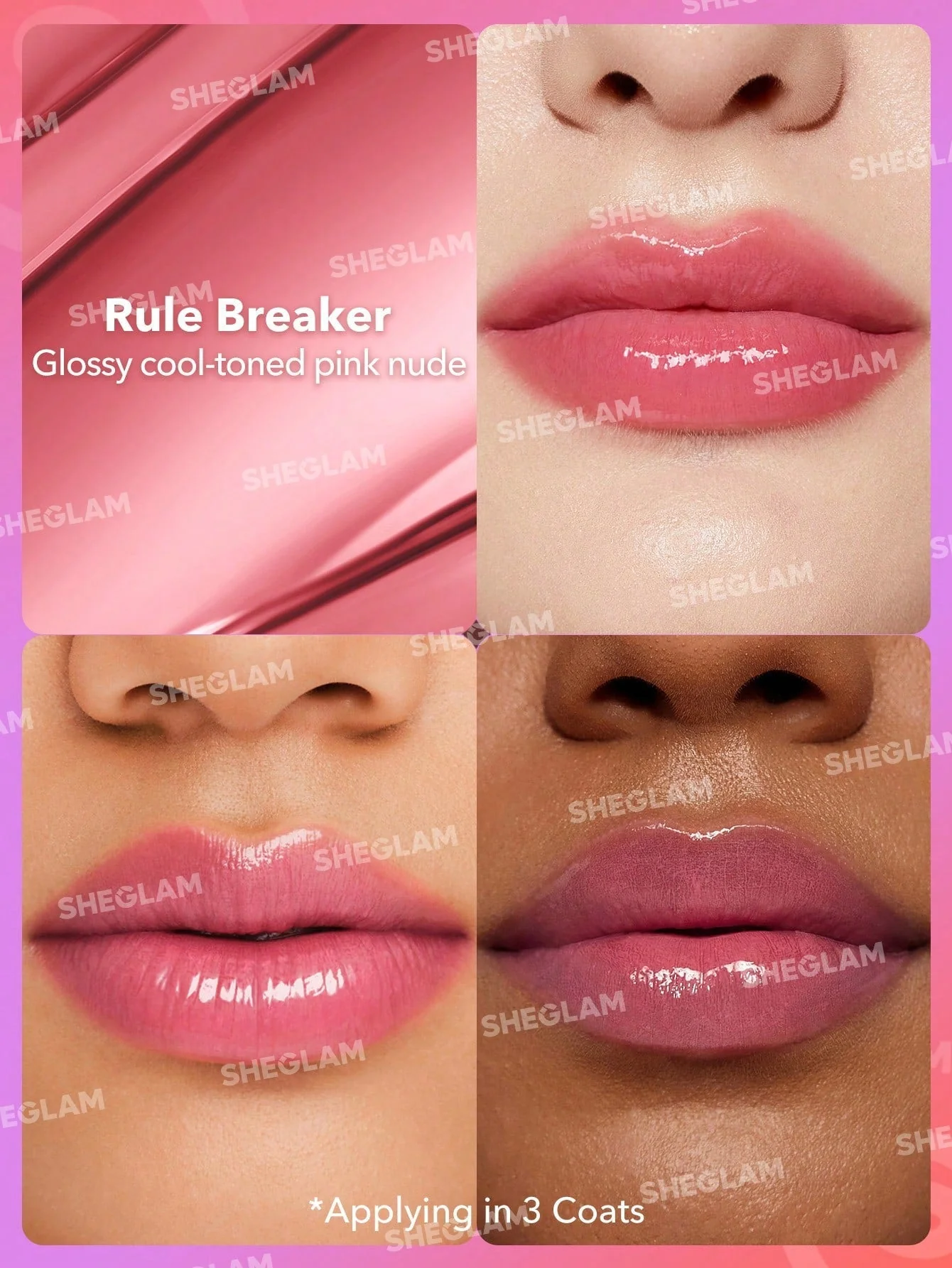 SHEGLAM Mirror Kiss High-Shine Lipstick- High Gloss Shine Glitter Lipstick - Image 2