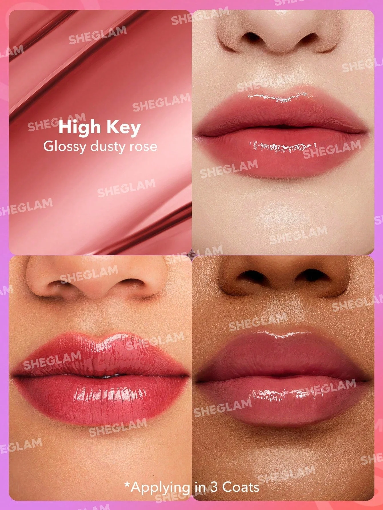 SHEGLAM Mirror Kiss High-Shine Lipstick-High Key - Image 3