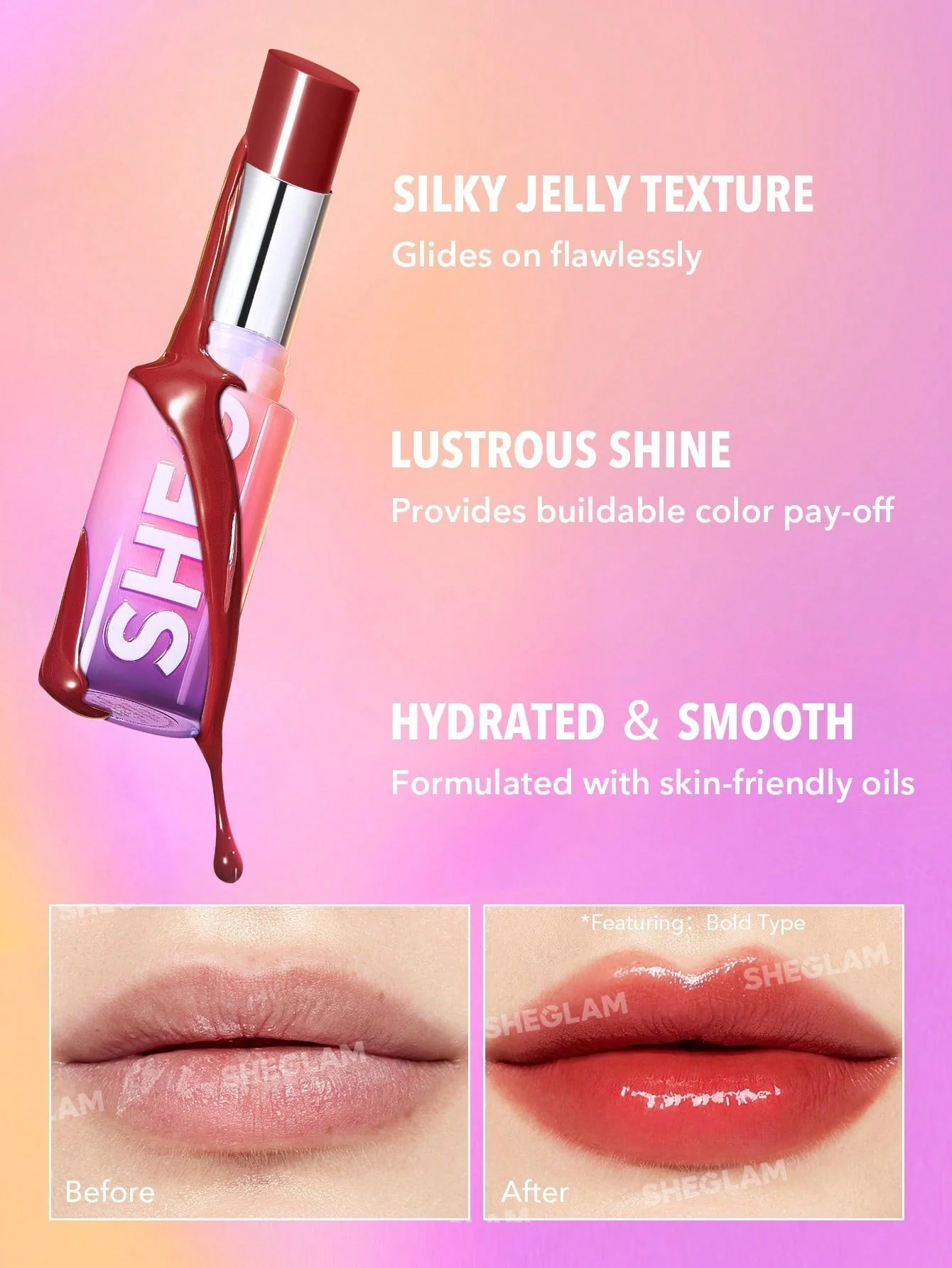 SHEGLAM Mirror Kiss High-Shine Lipstick-High Key - Image 5
