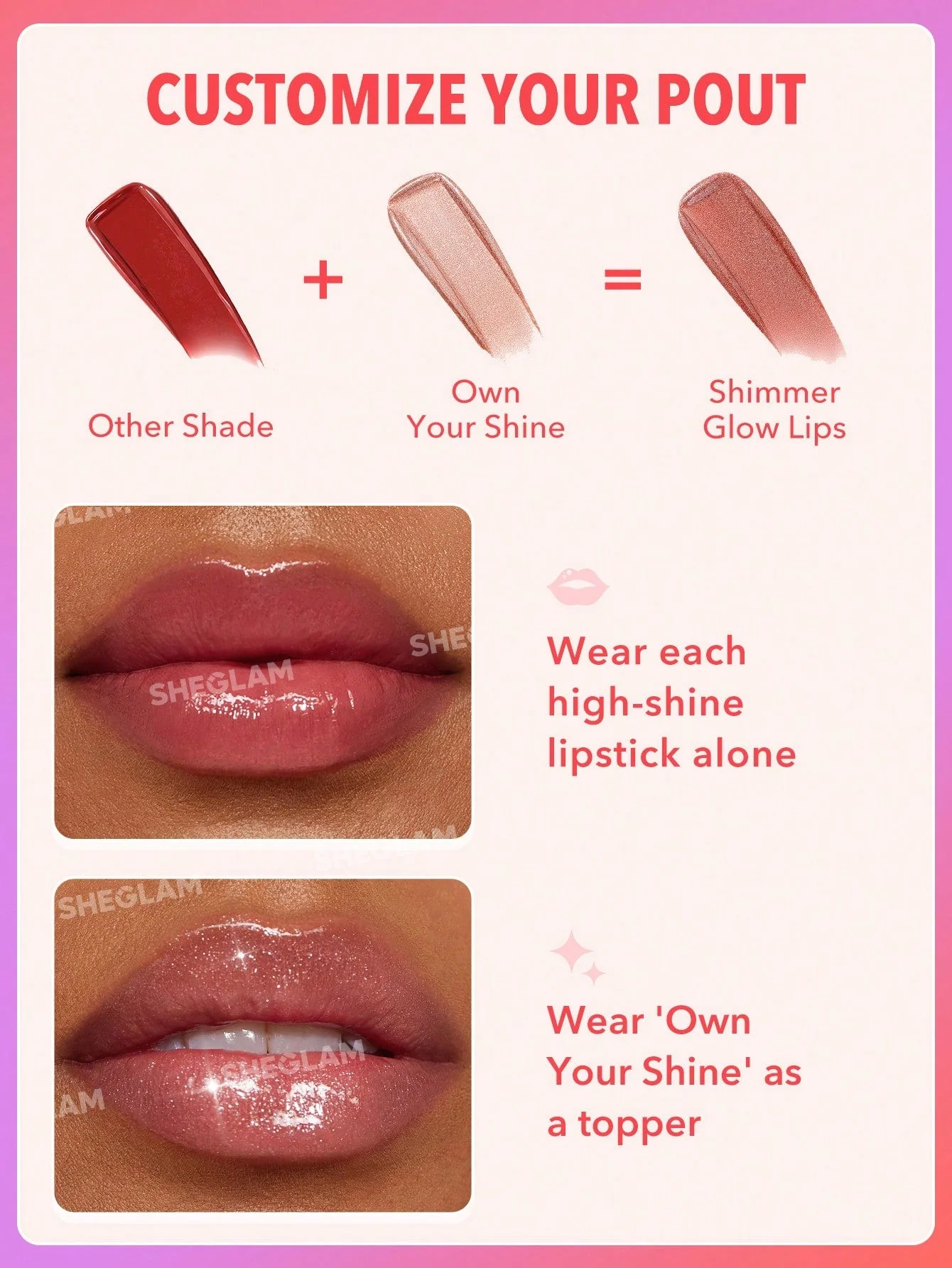 SHEGLAM Mirror Kiss High-Shine Lipstick-High Key - Image 6