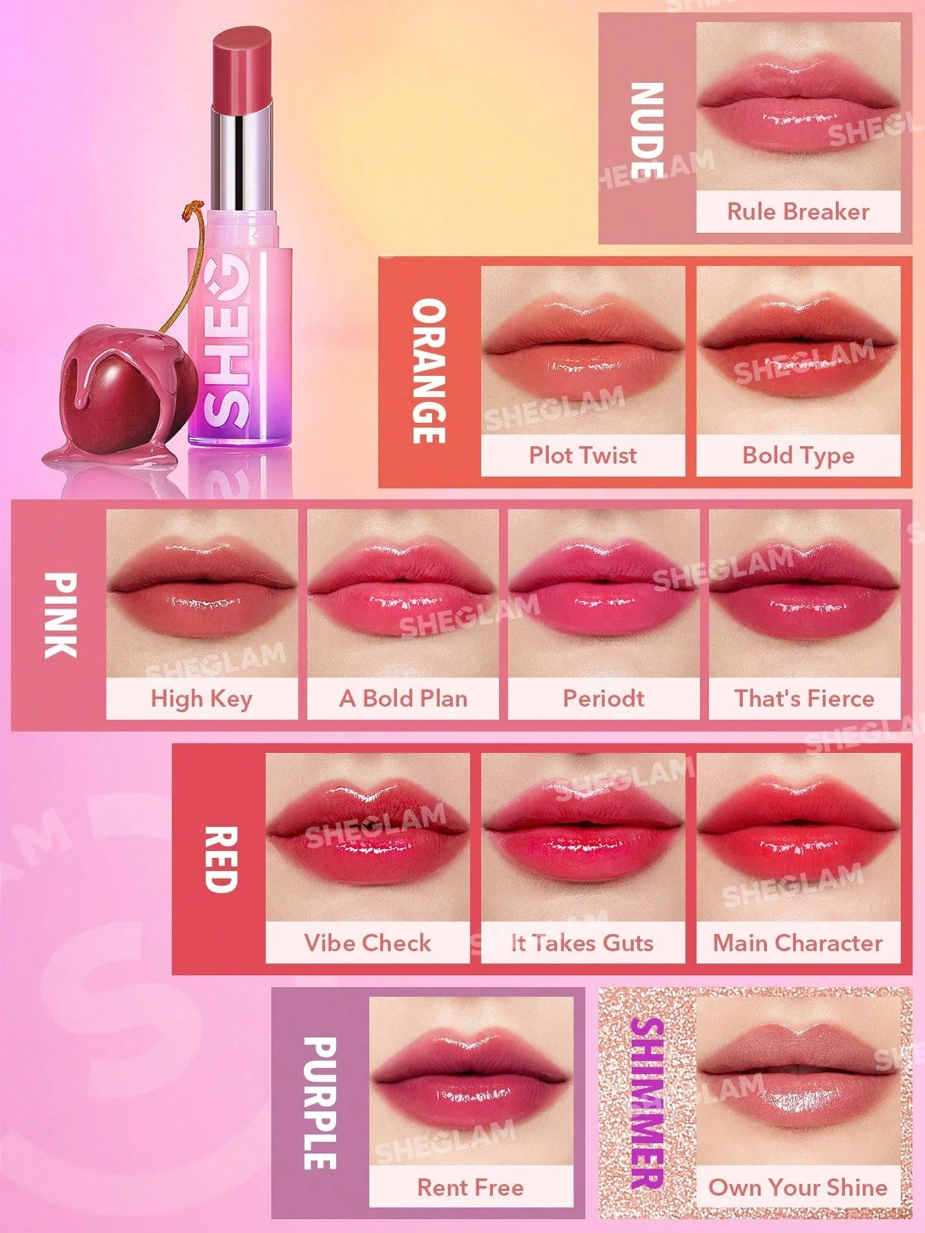 SHEGLAM Mirror Kiss High-Shine Lipstick-High Key - Image 7