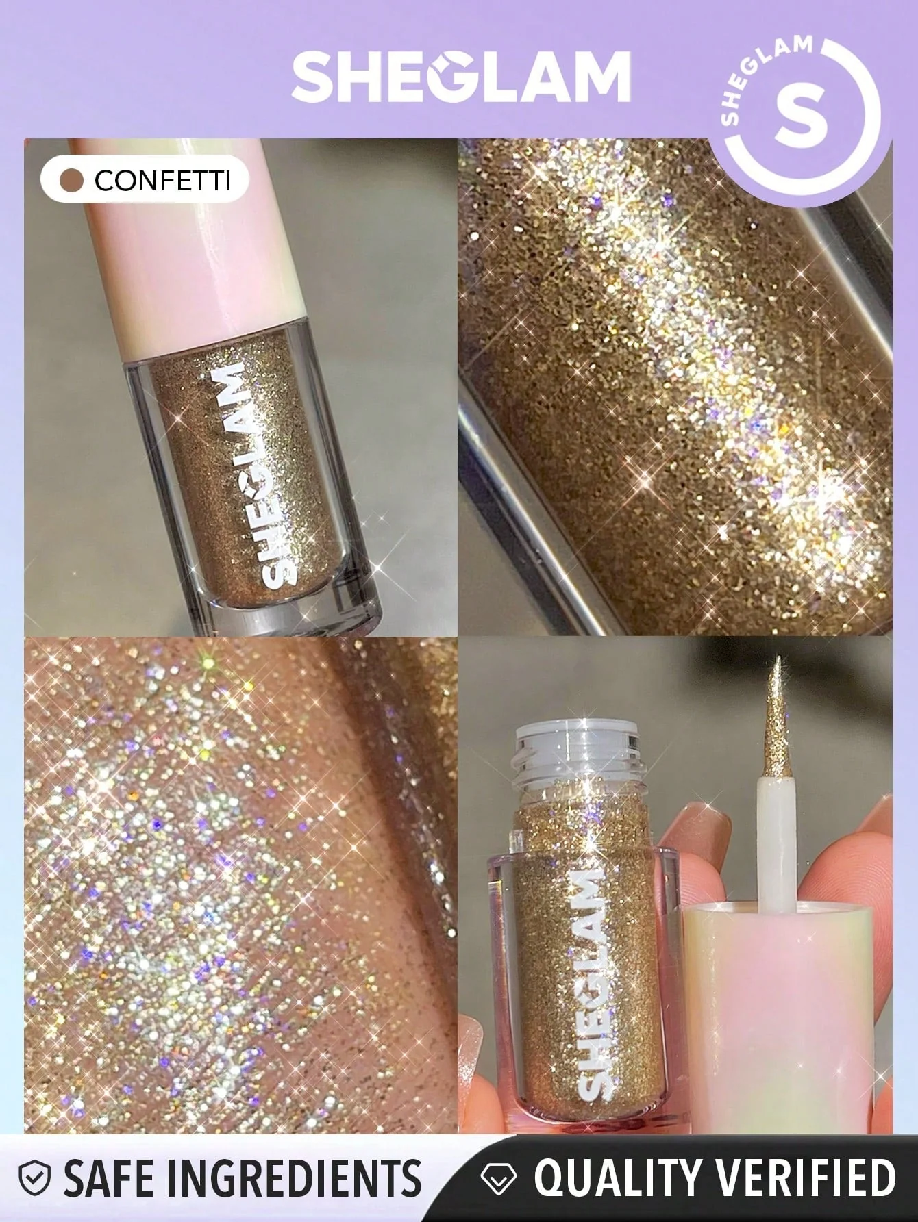 SHEGLAM Party Glitter Liner-Disco Ball  Liquid Eyeshadow Gel Silver High Shine Long Lasting Highly Pigmented Long Wear Liquid Liner - Image 3