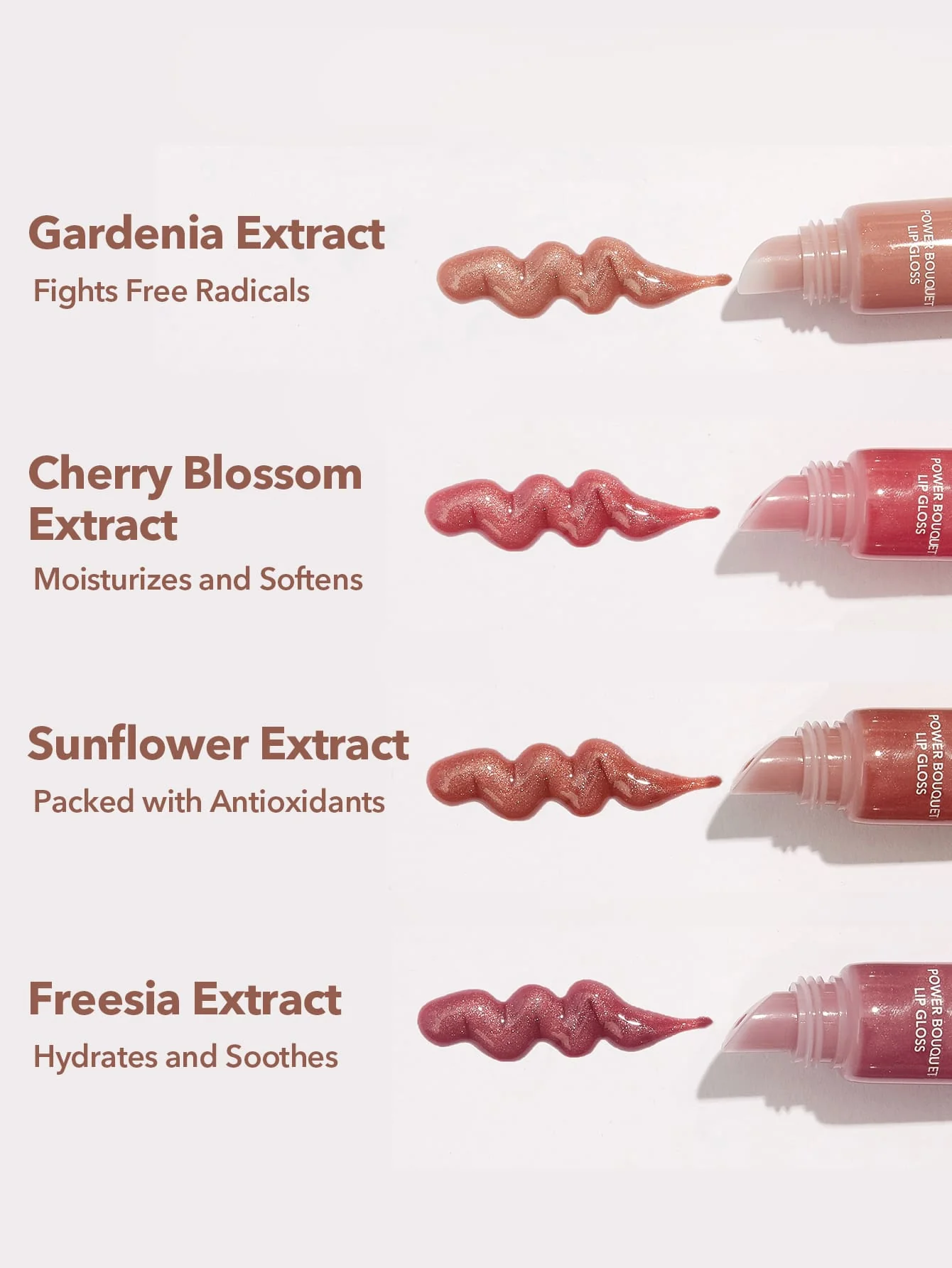 SHEGLAM Power Bouquet Lip Gloss -Power Petals  Shiny Tinted Moisturizing Lip Gloss Plumping Non-Sticky Lip Oil Repairing Cherry Blossom Extract Lip Care - Image 12