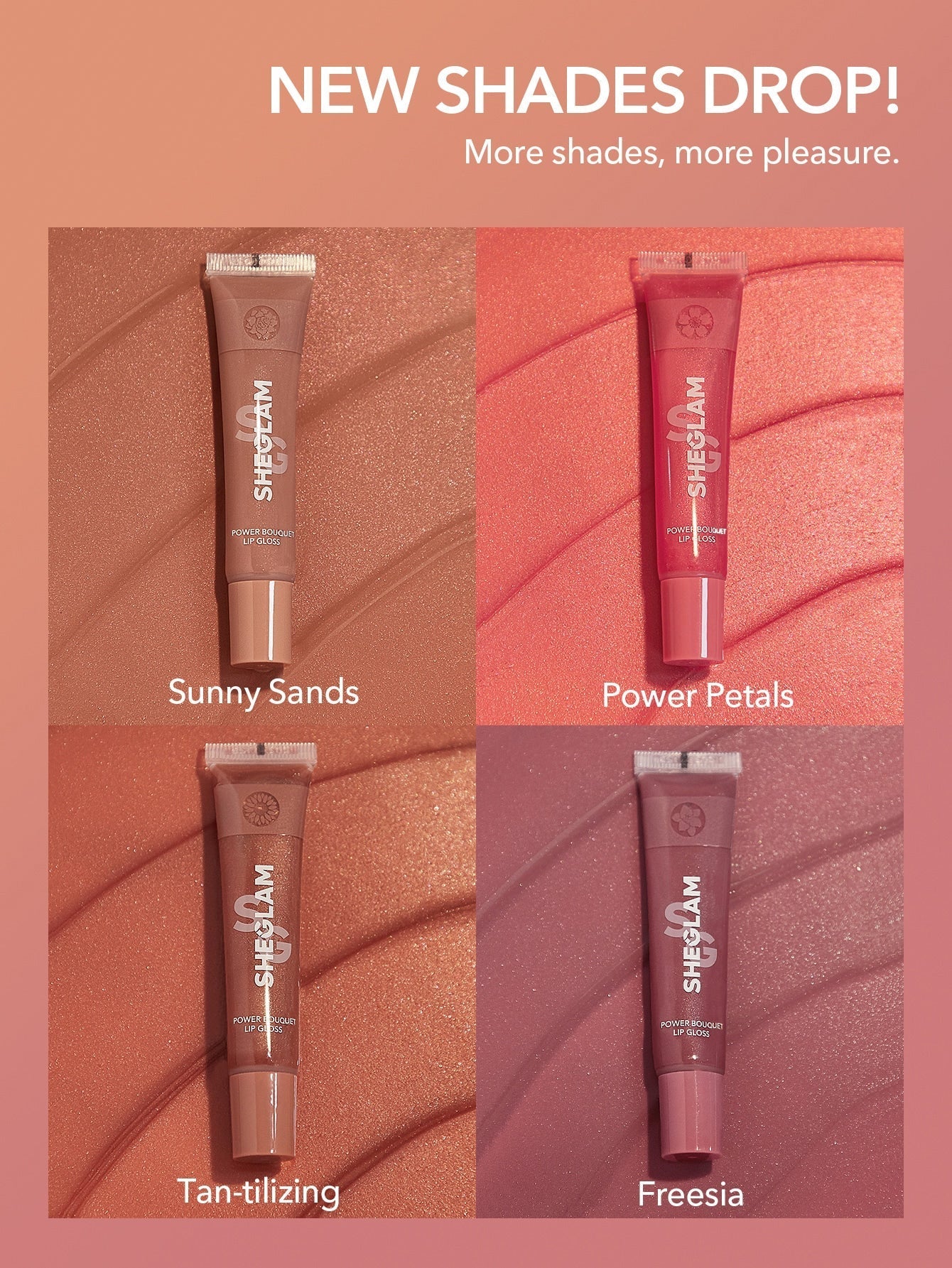 SHEGLAM Power Bouquet Lip Gloss -Power Petals  Shiny Tinted Moisturizing Lip Gloss Plumping Non-Sticky Lip Oil Repairing Cherry Blossom Extract Lip Care - Image 13
