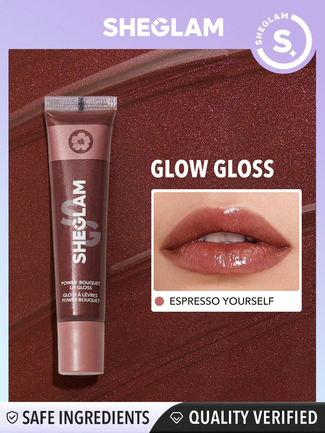 SHEGLAM Power Bouquet Lip Gloss -Power Petals  Shiny Tinted Moisturizing Lip Gloss Plumping Non-Sticky Lip Oil Repairing Cherry Blossom Extract Lip Care - Image 3