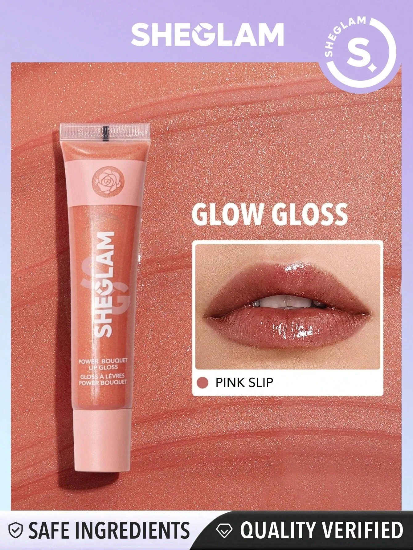SHEGLAM Power Bouquet Lip Gloss -Power Petals  Shiny Tinted Moisturizing Lip Gloss Plumping Non-Sticky Lip Oil Repairing Cherry Blossom Extract Lip Care - Image 4