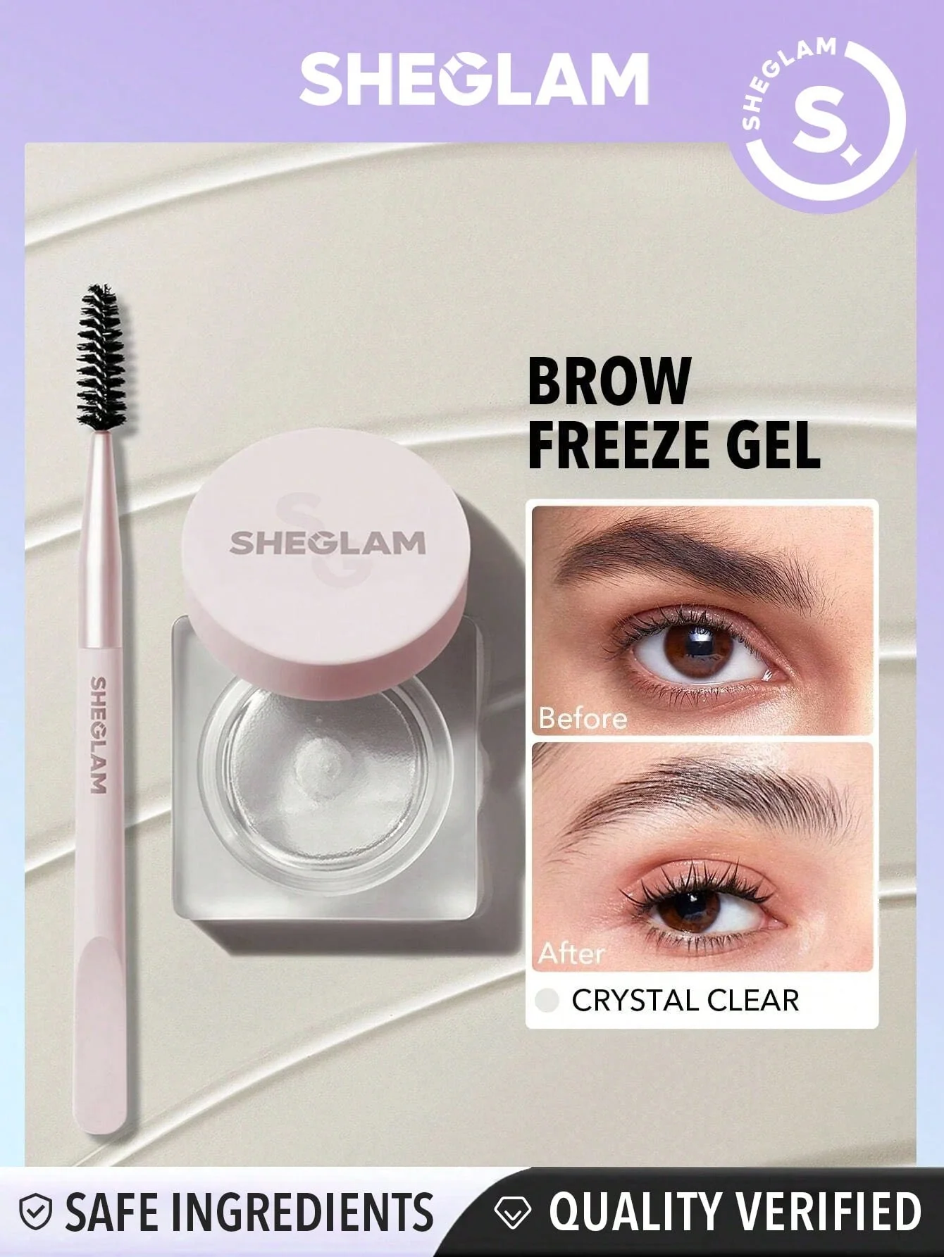 SHEGLAM Set Me Up Brow Hold-Crystal Clear  Waterproof Eyebrow Gel