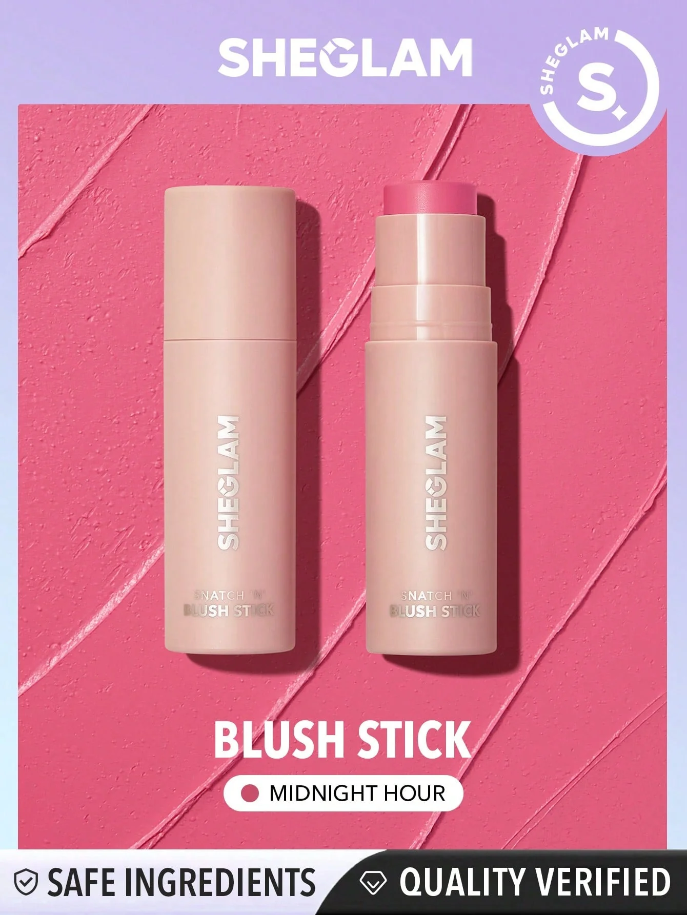 SHEGLAM Snatch 'n' Blush Stick- Midnight Hour Cream Blush Waterproof Long Lasting High Pigment