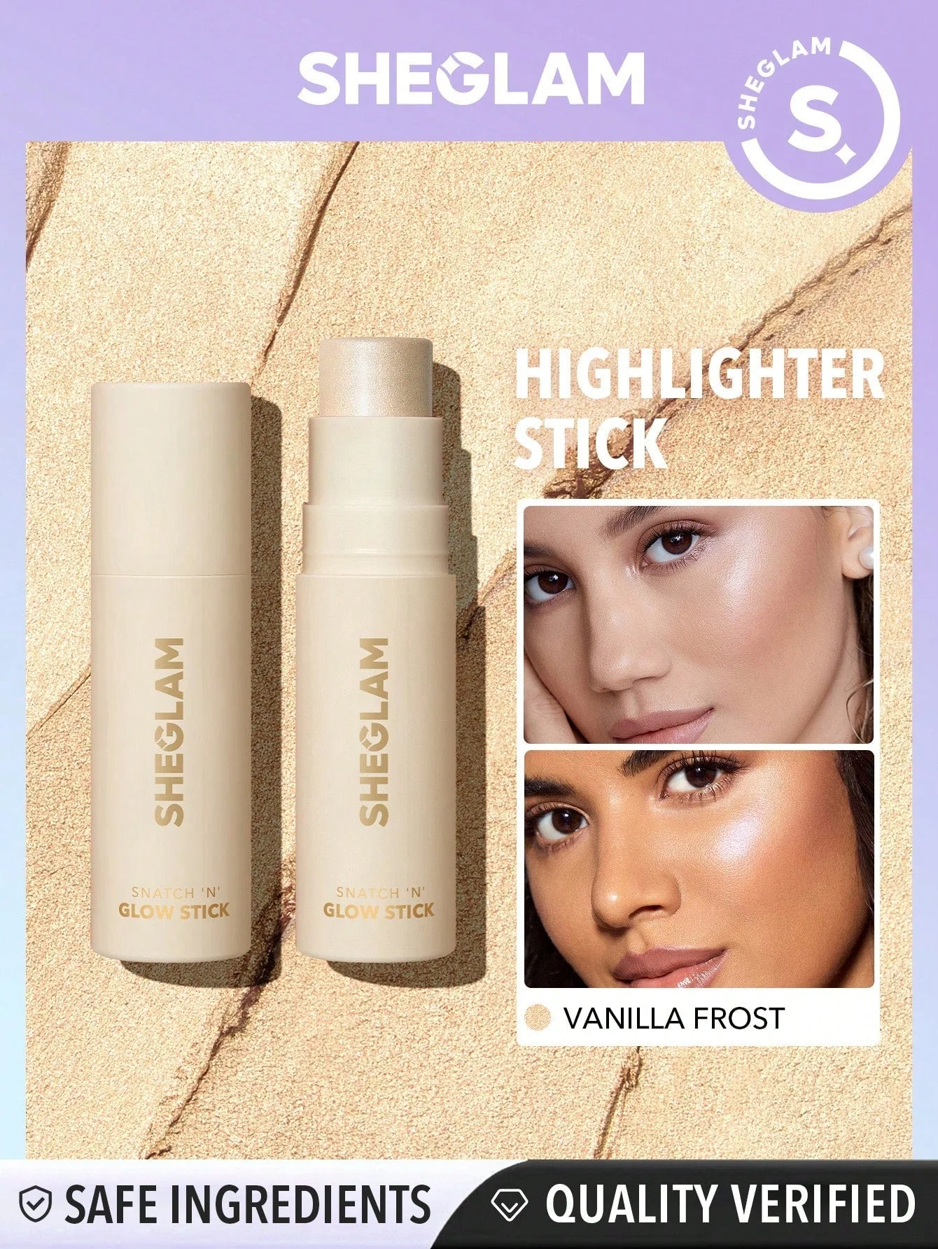 SHEGLAM Snatch 'n' Glow Stick-Vanilla Frost Cream Highlighter Makeup Stick (FD)