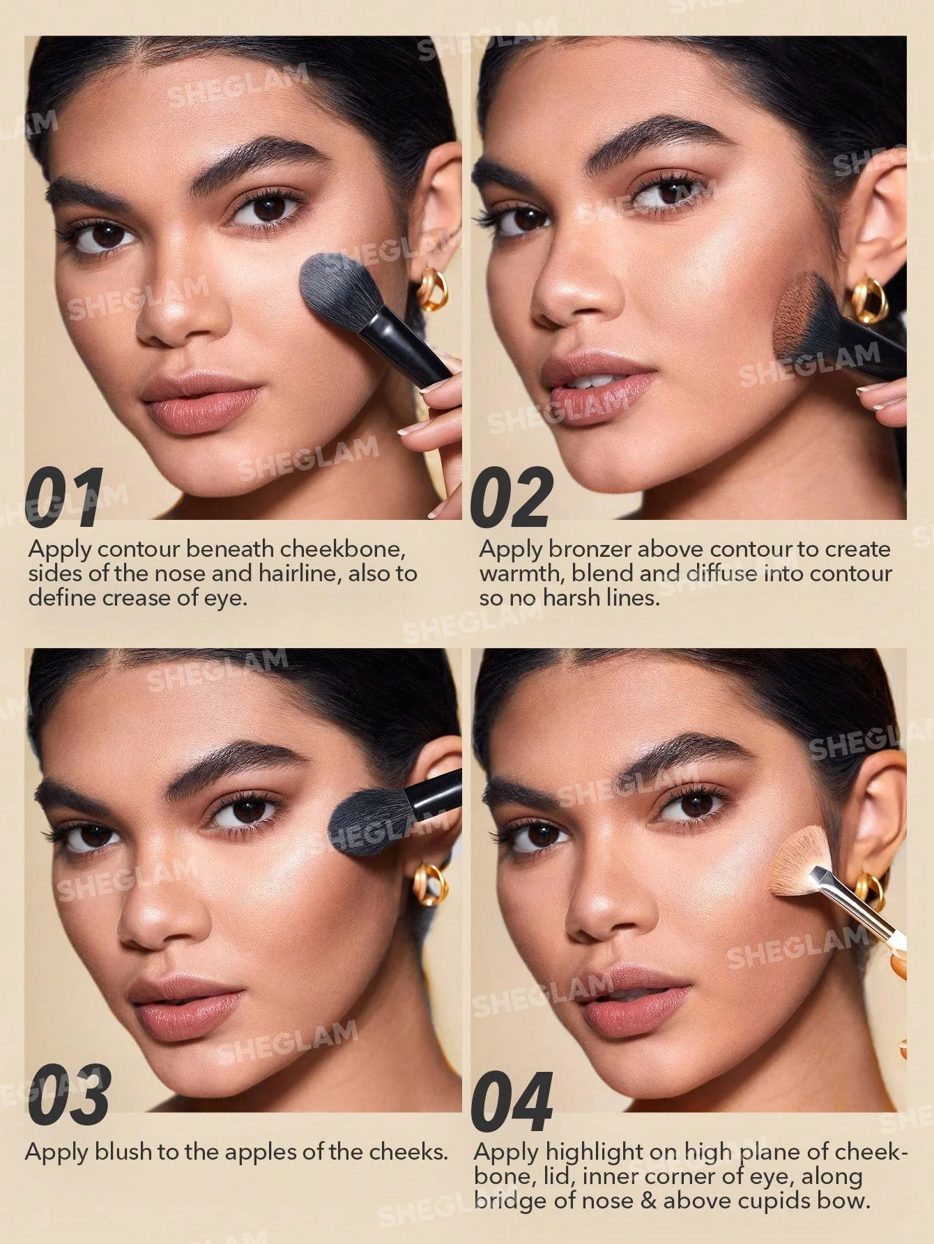 SHEGLAM STEREO FACE Six-NUDE  6-Color Powder Contour Palette - Image 3