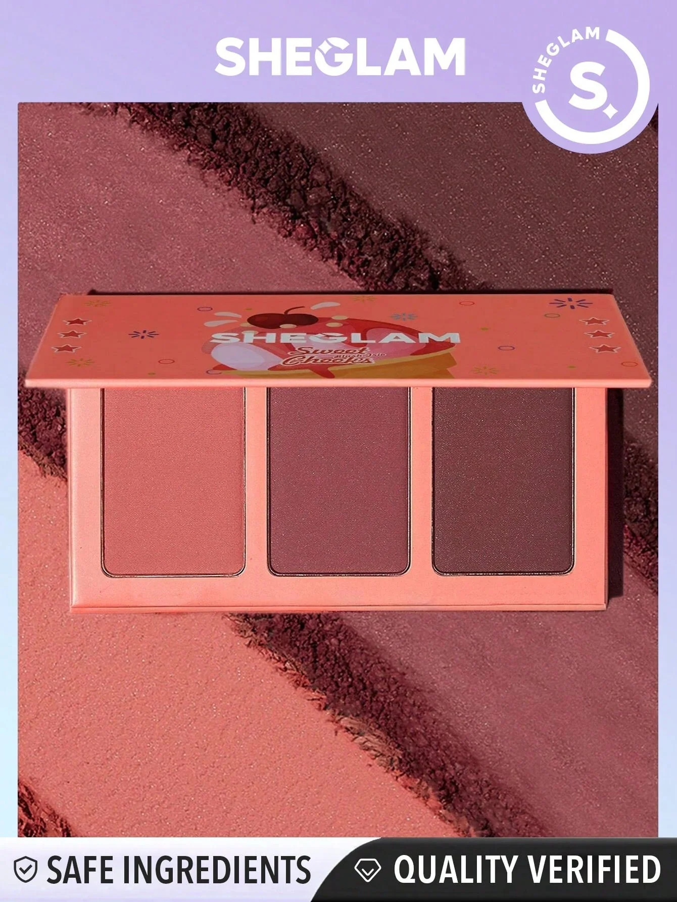SHEGLAM Sweet Cheeks Blush Trio-Enamored 3-Clolor Powder Blush Palette - Image 3