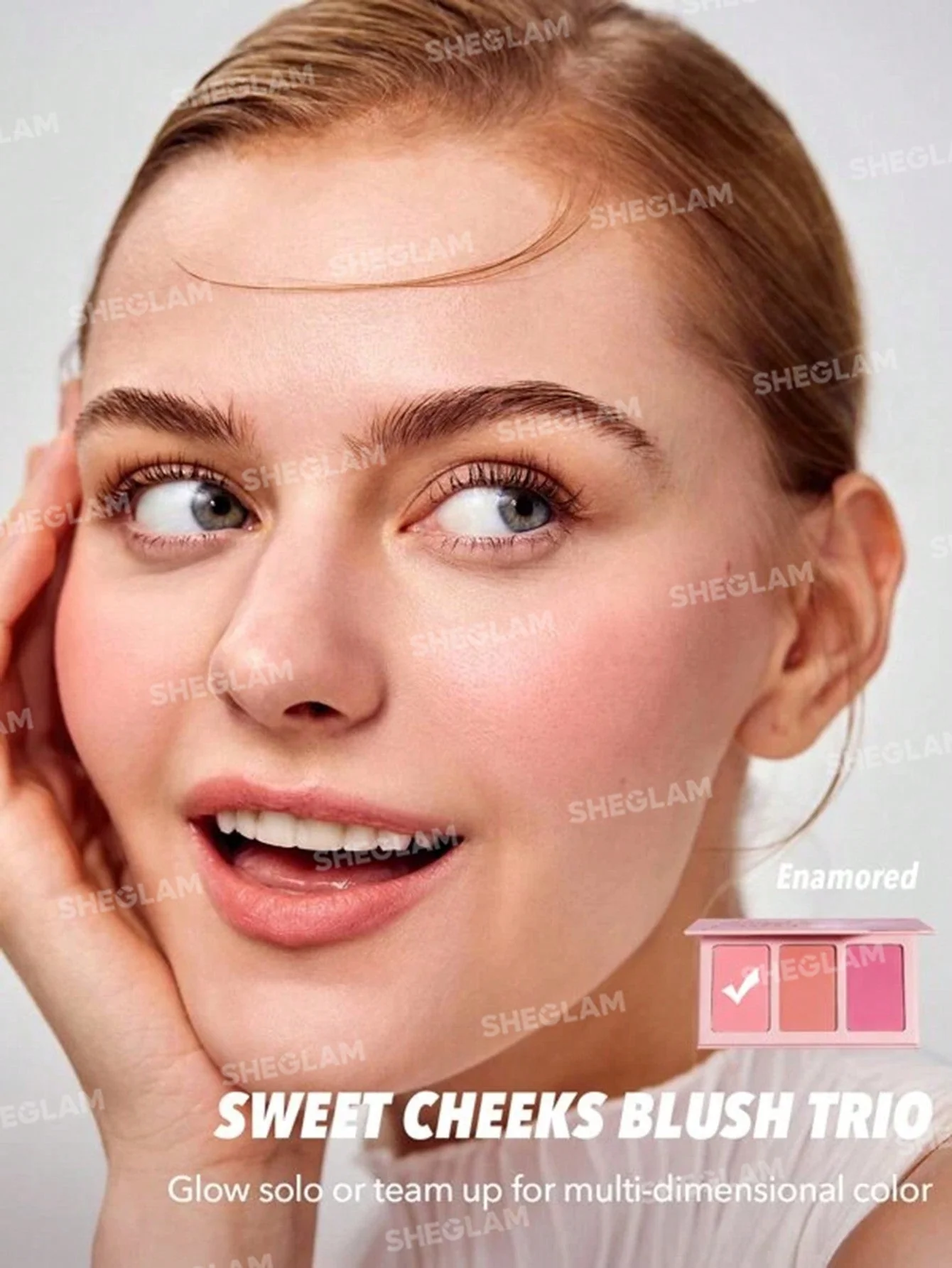 SHEGLAM Sweet Cheeks Blush Trio-Enamored 3-Clolor Powder Blush Palette - Image 4