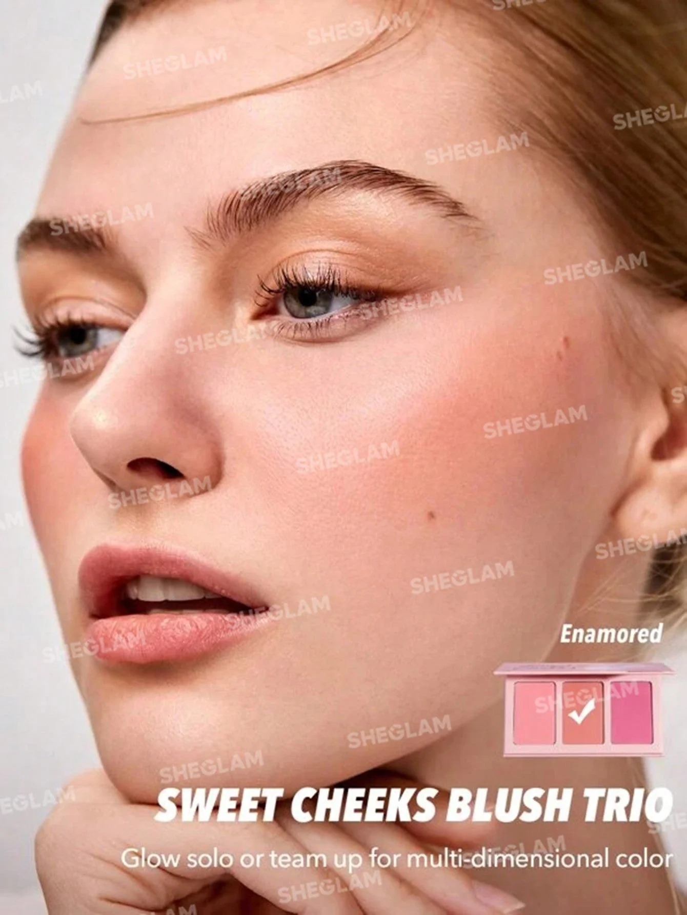SHEGLAM Sweet Cheeks Blush Trio-Enamored 3-Clolor Powder Blush Palette - Image 5