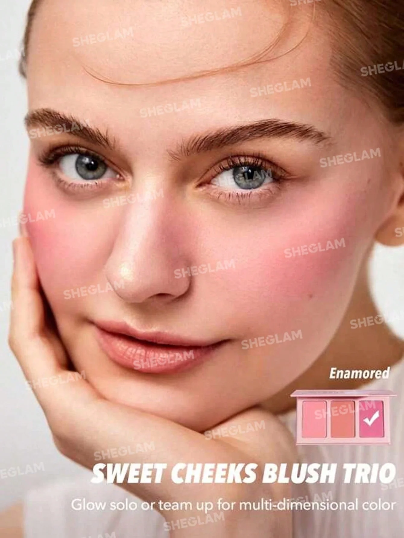 SHEGLAM Sweet Cheeks Blush Trio-Enamored 3-Clolor Powder Blush Palette - Image 6