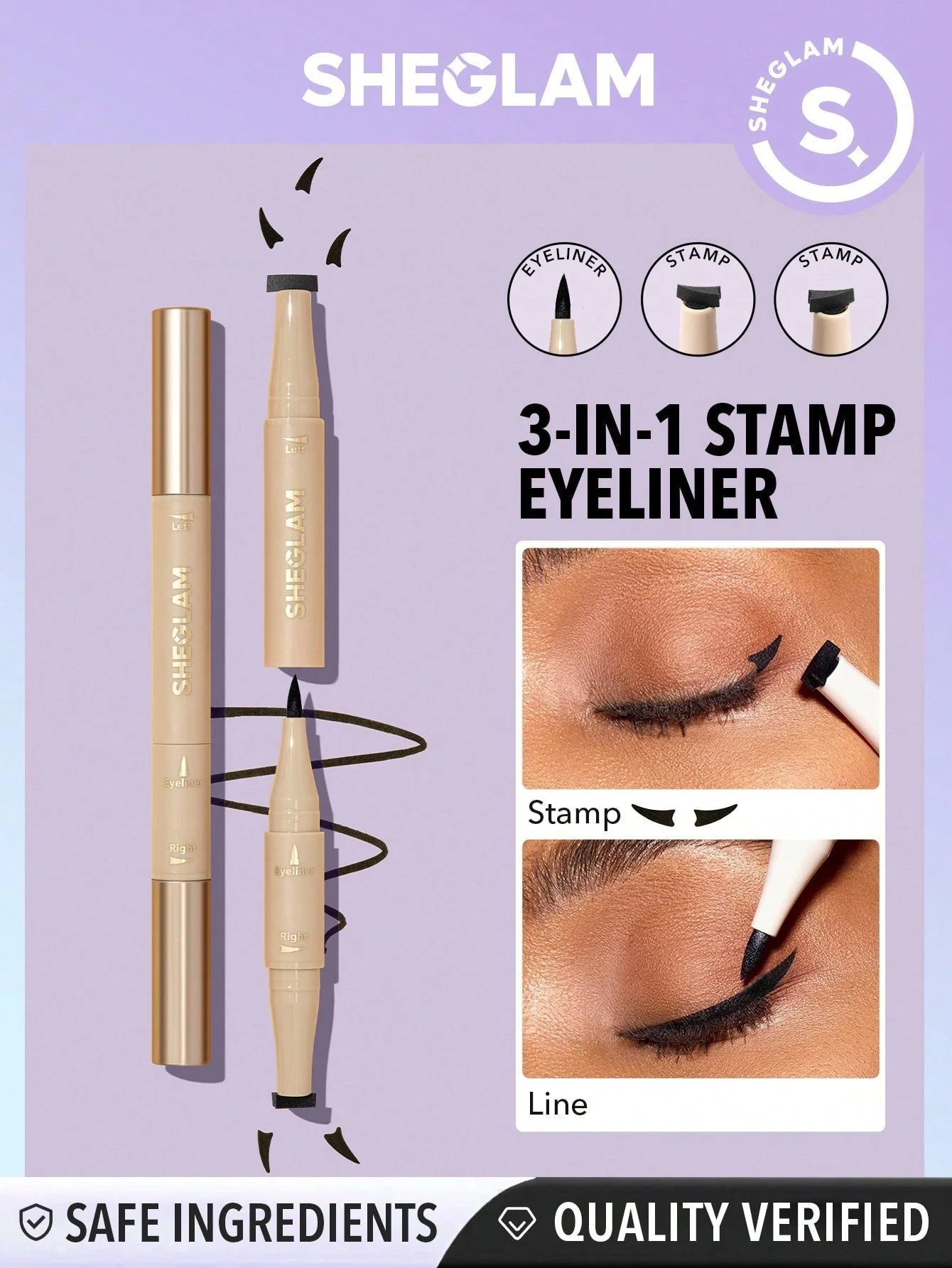SHEGLAM Wing It Waterproof Liner Duo - Black 2 In 1 Waterproof Liquid Eyeliner - Image 4
