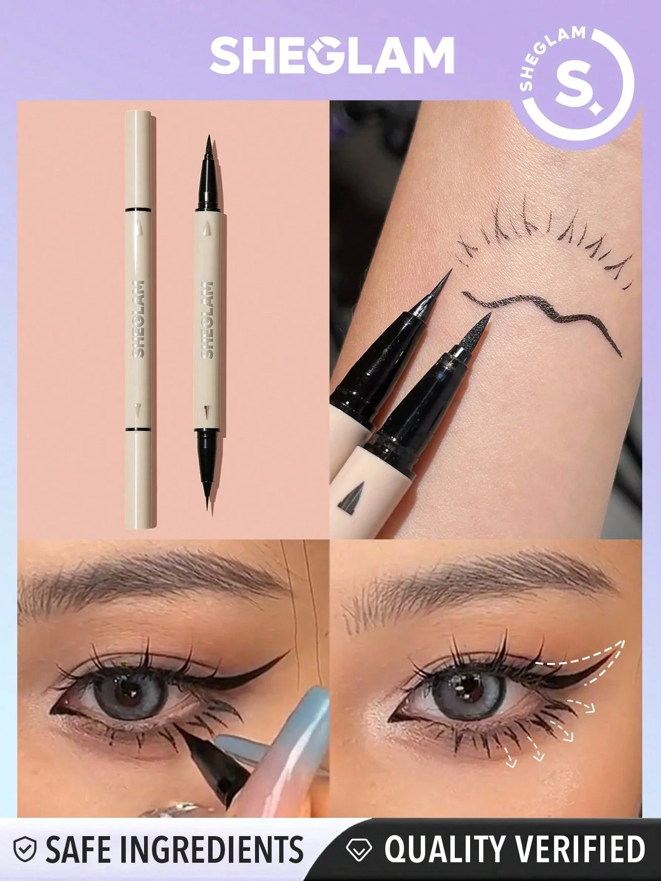 SHEGLAM Wing It Waterproof Liner Duo - Black 2 In 1 Waterproof Liquid Eyeliner - Image 5