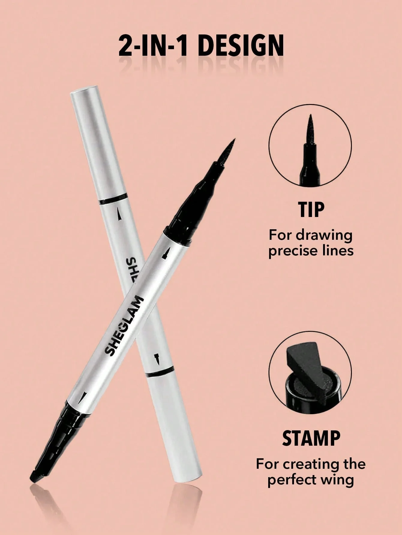 SHEGLAM Wing It Waterproof Liner Duo - Black 2 In 1 Waterproof Liquid Eyeliner - Image 8