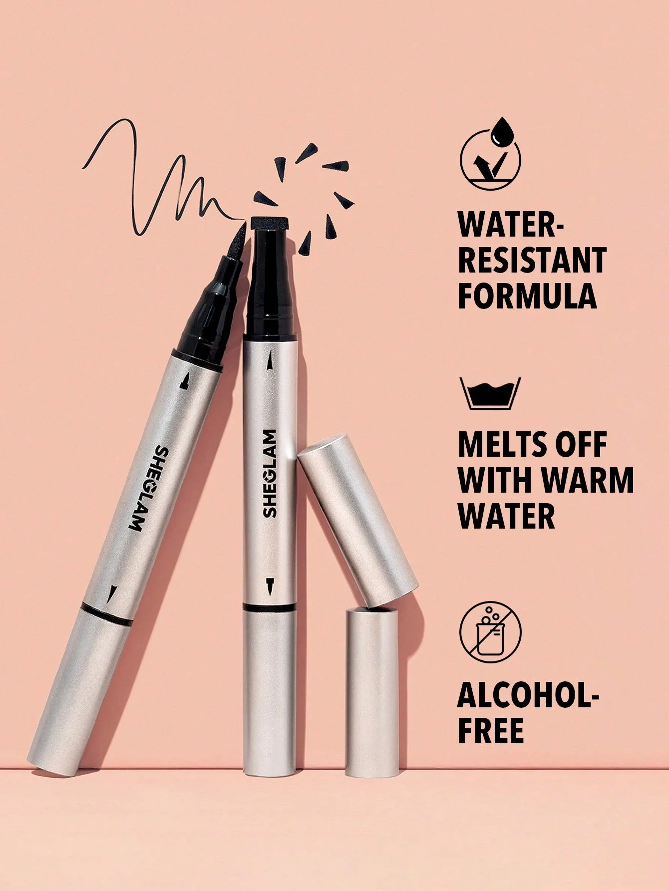 SHEGLAM Wing It Waterproof Liner Duo - Black 2 In 1 Waterproof Liquid Eyeliner FD - Image 9