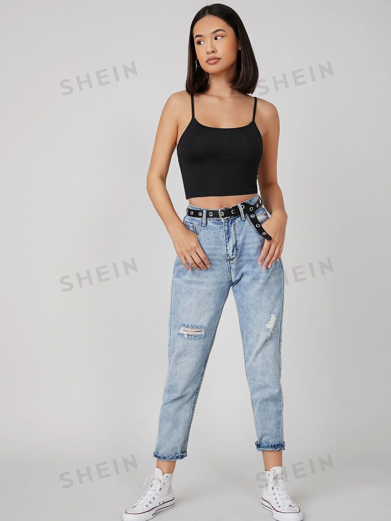 SHEIN BASICS Solid Form Fitted Crop Cami Top (FD) - Image 4