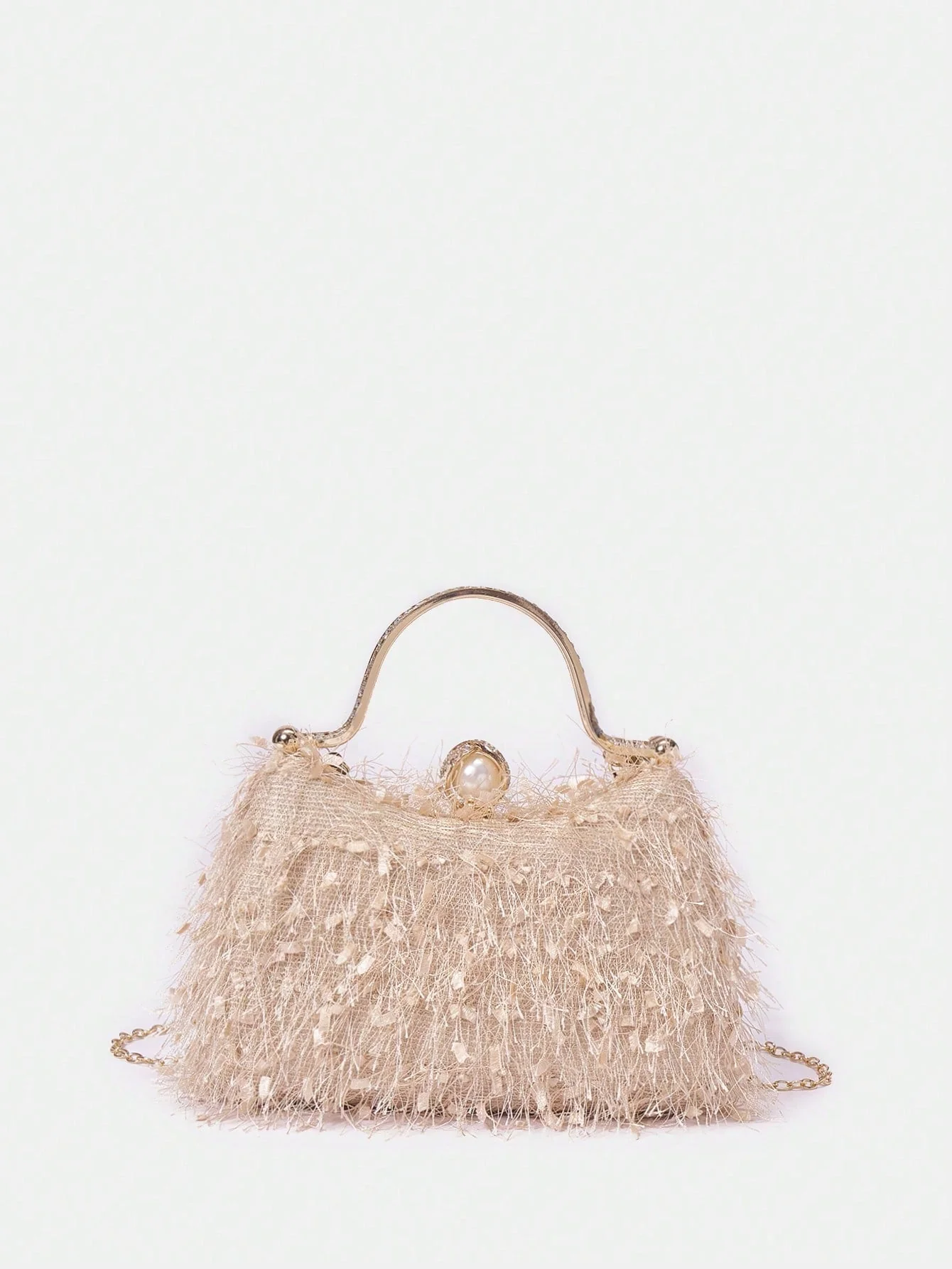 SHEIN Belle Plush Feather & Rhinestone Decor Top Handle Box Bag - Image 11