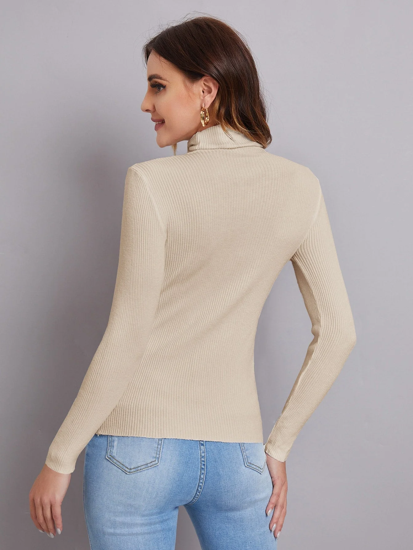SHEIN BIZwear Turtleneck Ribbed Knit Sweater Workwear - Image 19