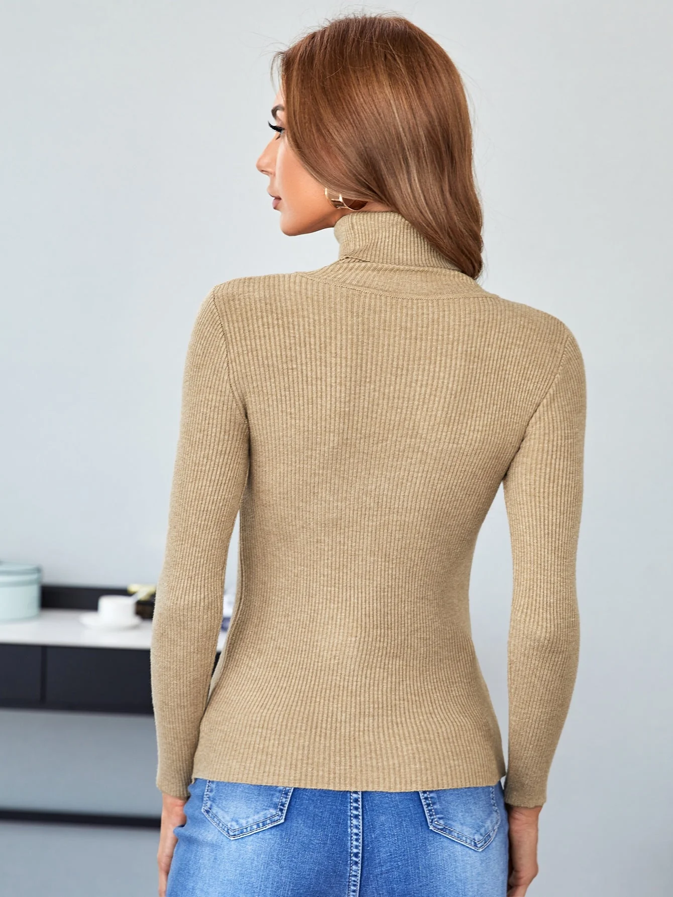 SHEIN BIZwear Turtleneck Ribbed Knit Sweater Workwear - Image 27