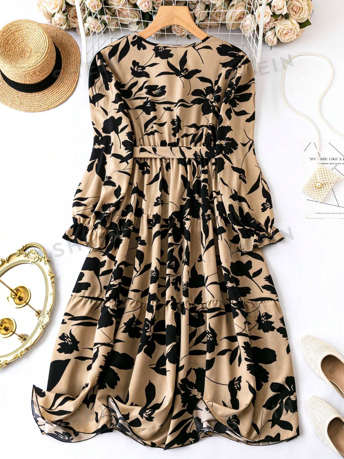 SHEIN Clasi Plus Floral Print Overlap Collar Dress  FD - Image 3