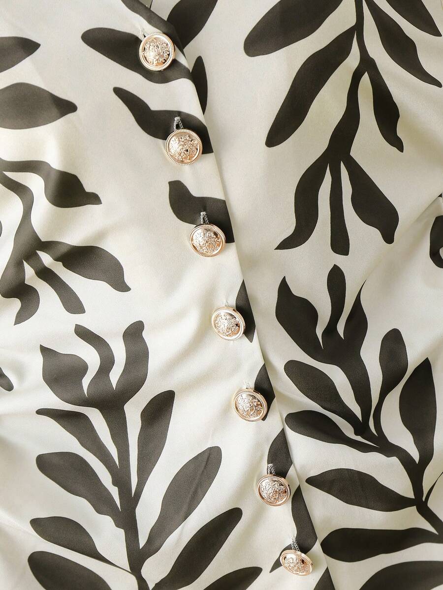 Franclia French Elegance Women's Off-White Satin Shirt,Summer V-Neck Button-Down - Image 9