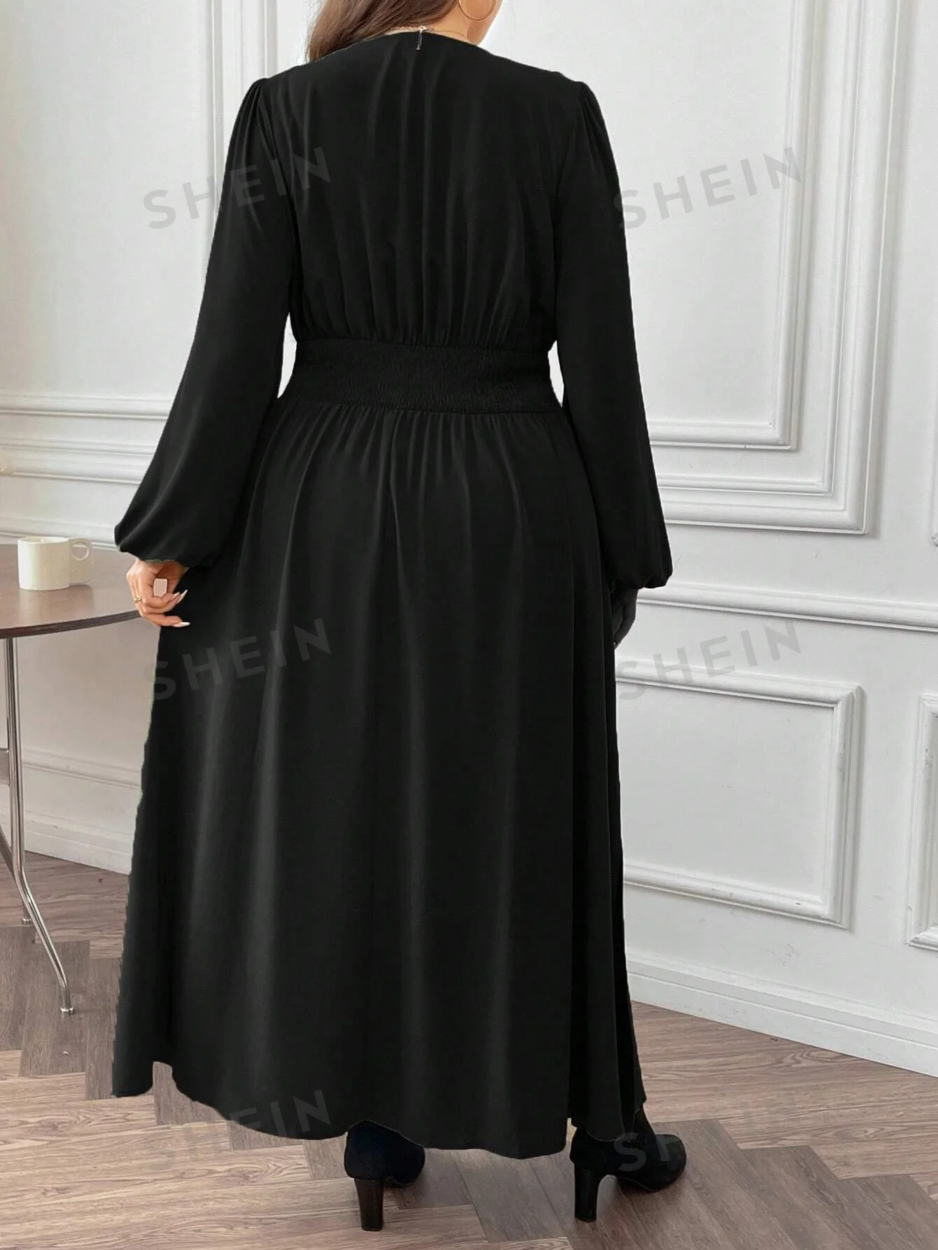 SHEIN Frenchy Plus Size Women's Pleated High Side Split Dress - Image 3