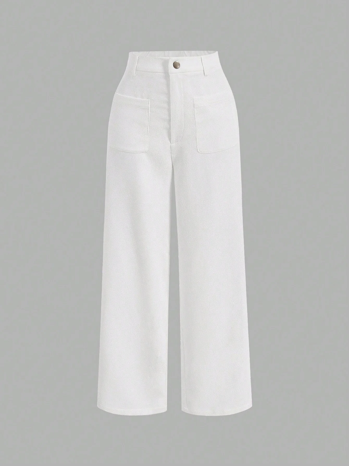SHEIN High Waist Button Detail Straight Leg Pants - Image 5