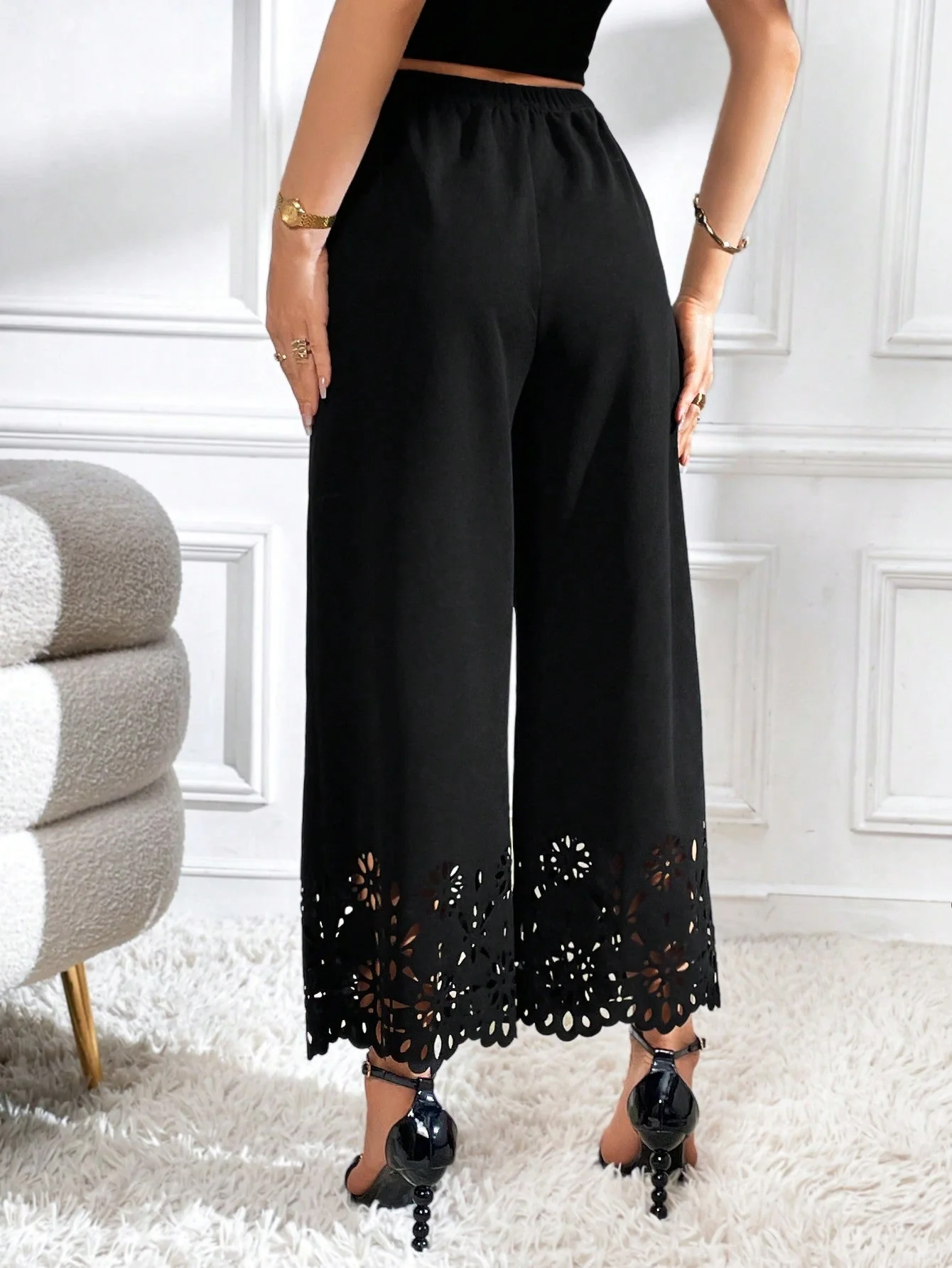 SHEIN Laser Cut Out Wide Leg Pants - Image 2