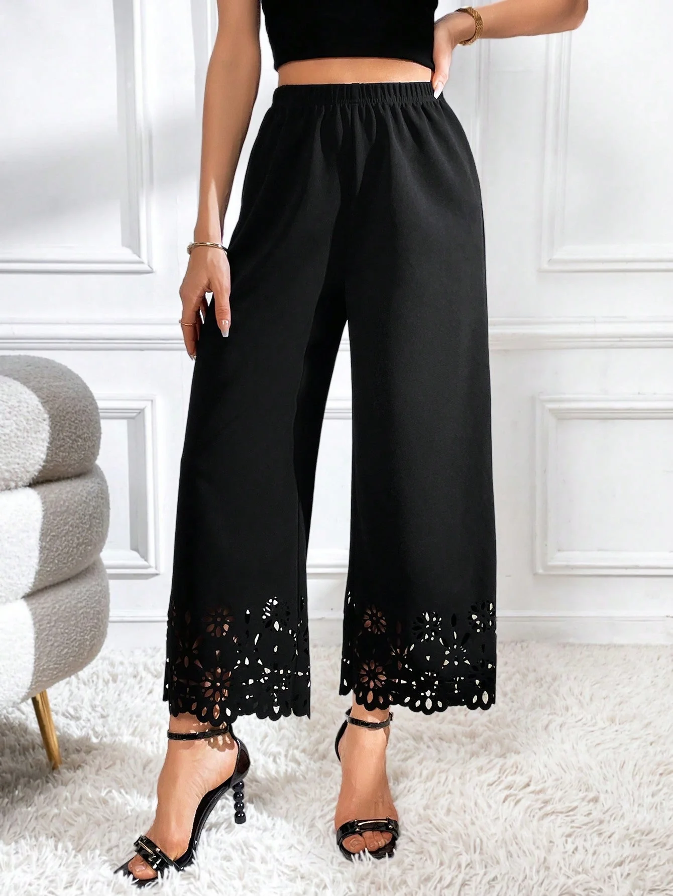 SHEIN Laser Cut Out Wide Leg Pants - Image 5