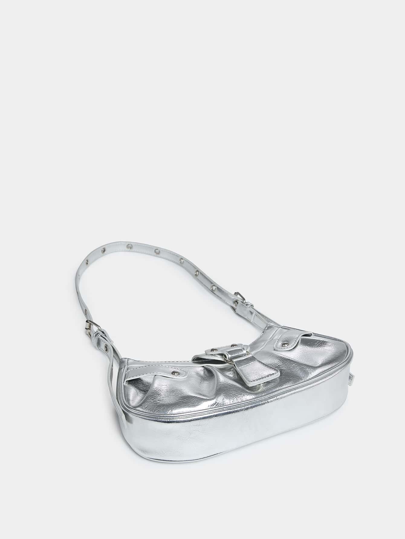 SHEIN Metallic Buckle Decor Hobo Bag For Girls - Image 3