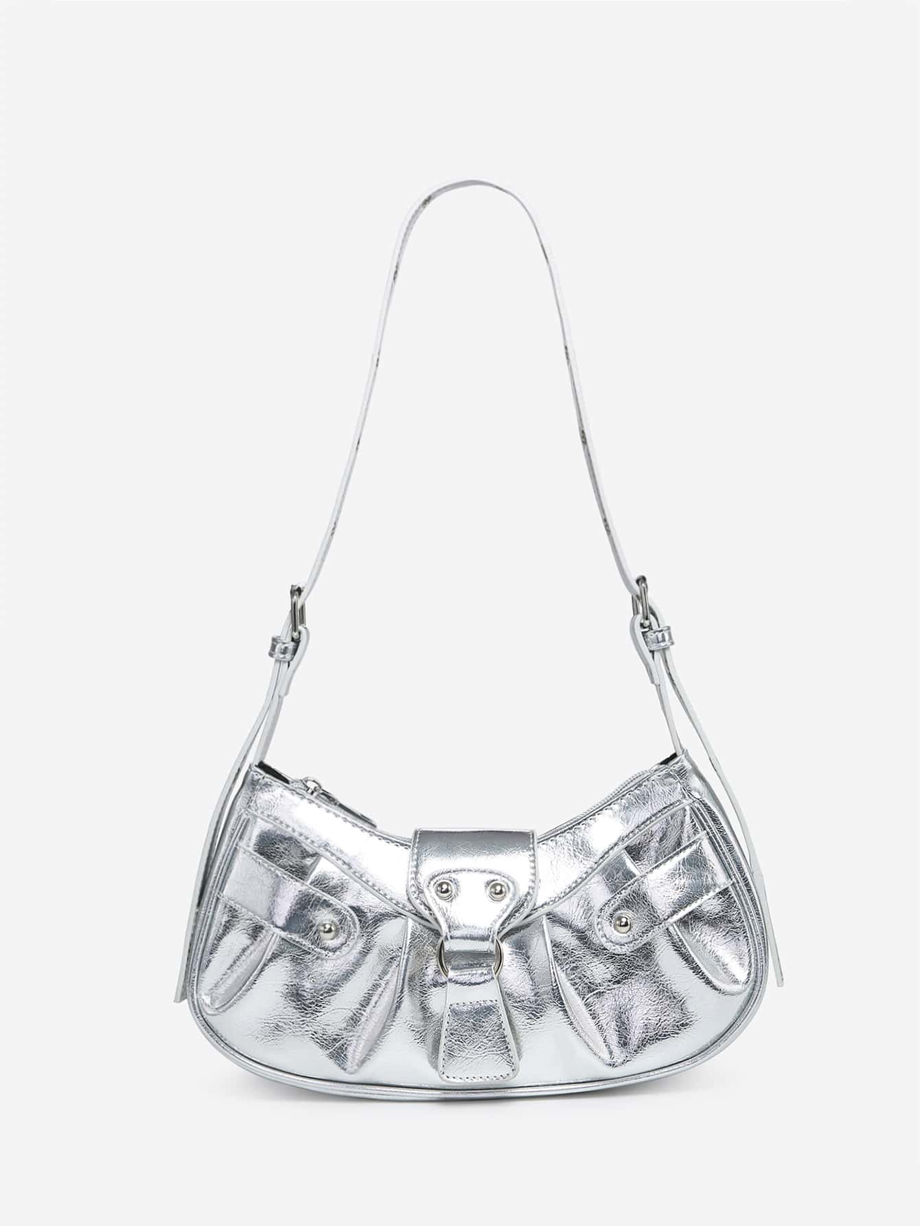 SHEIN Metallic Buckle Decor Hobo Bag For Girls - Image 7