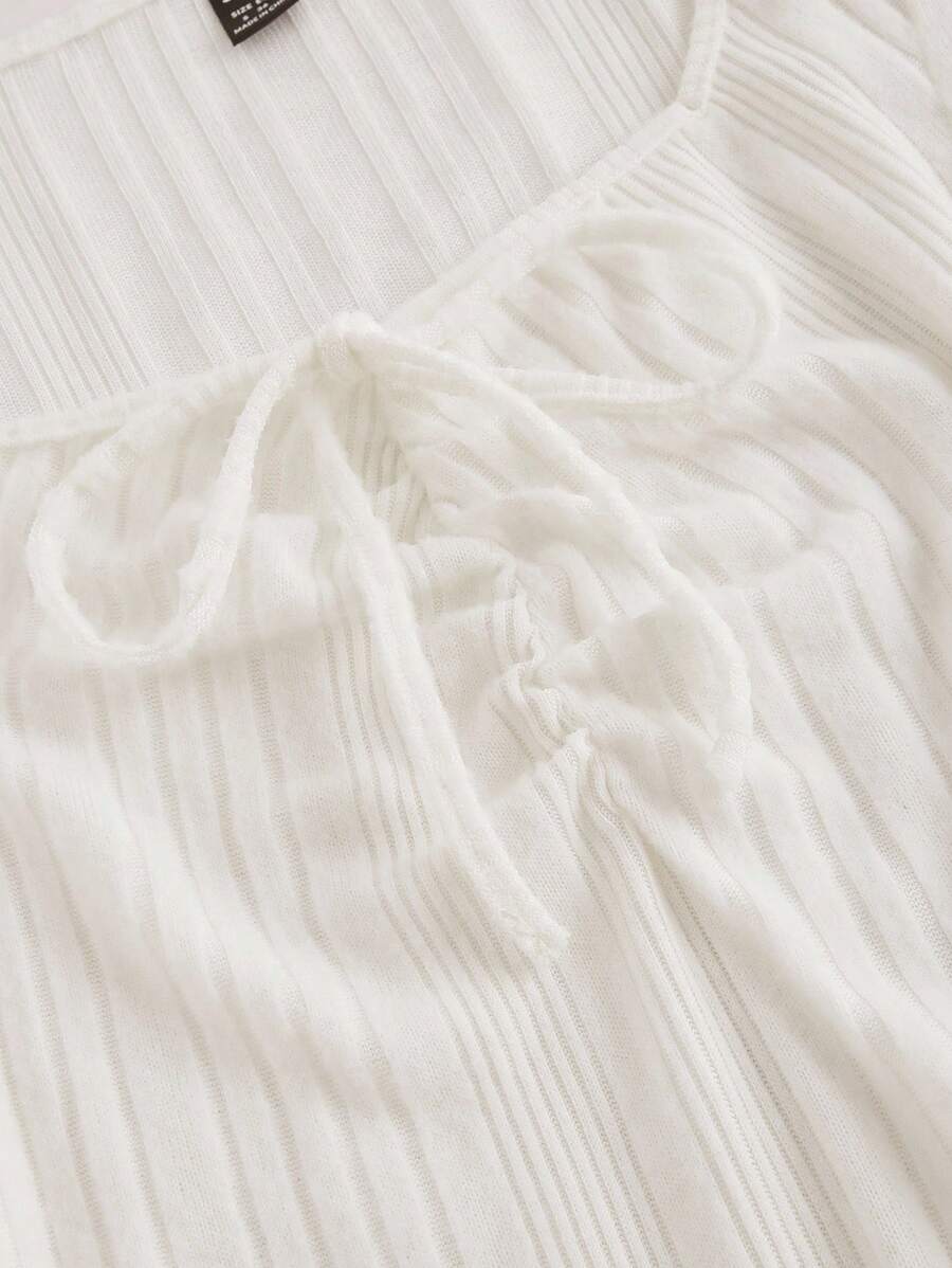 Women Ivory Bell Sleeve Mini Dress - Image 3