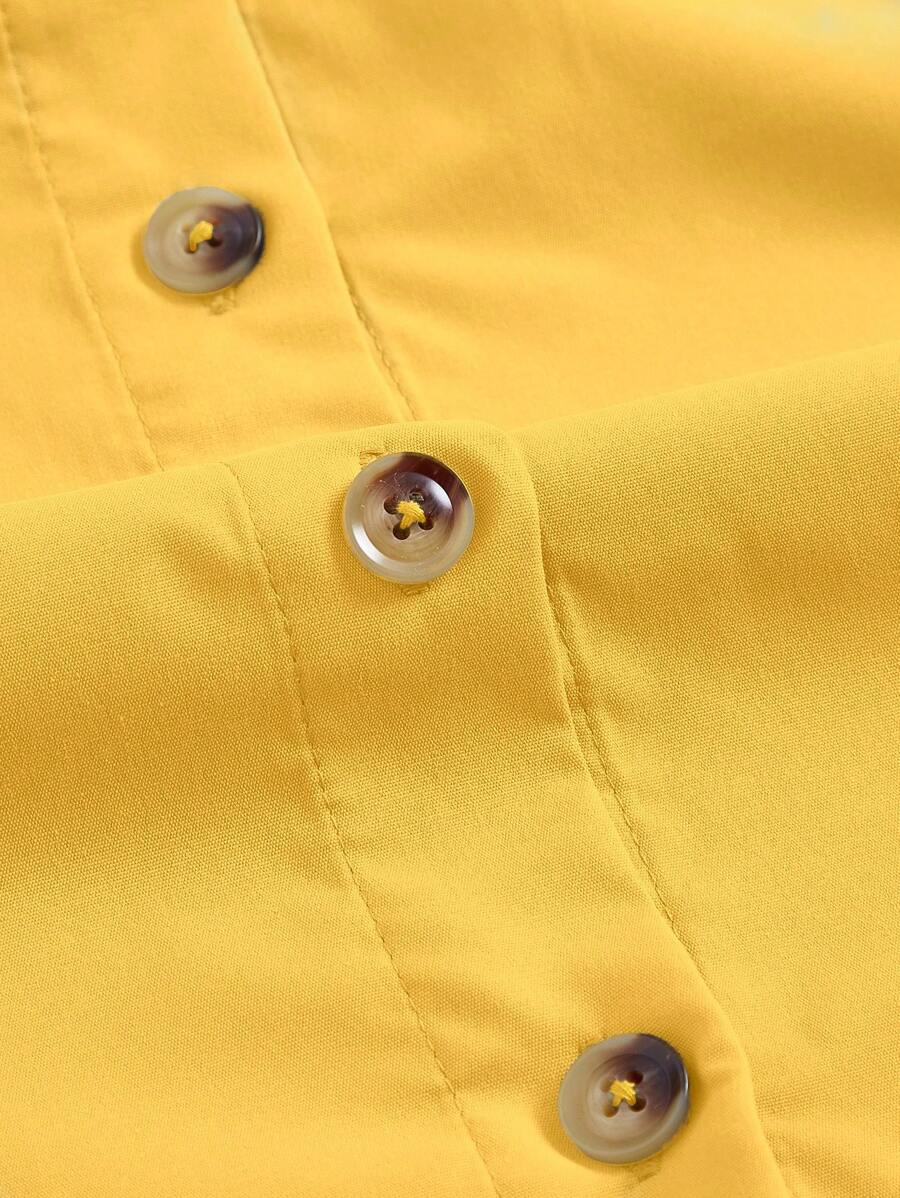 Women's Solid Color Wide Strap Front Button Casual Dress MOD - Image 25