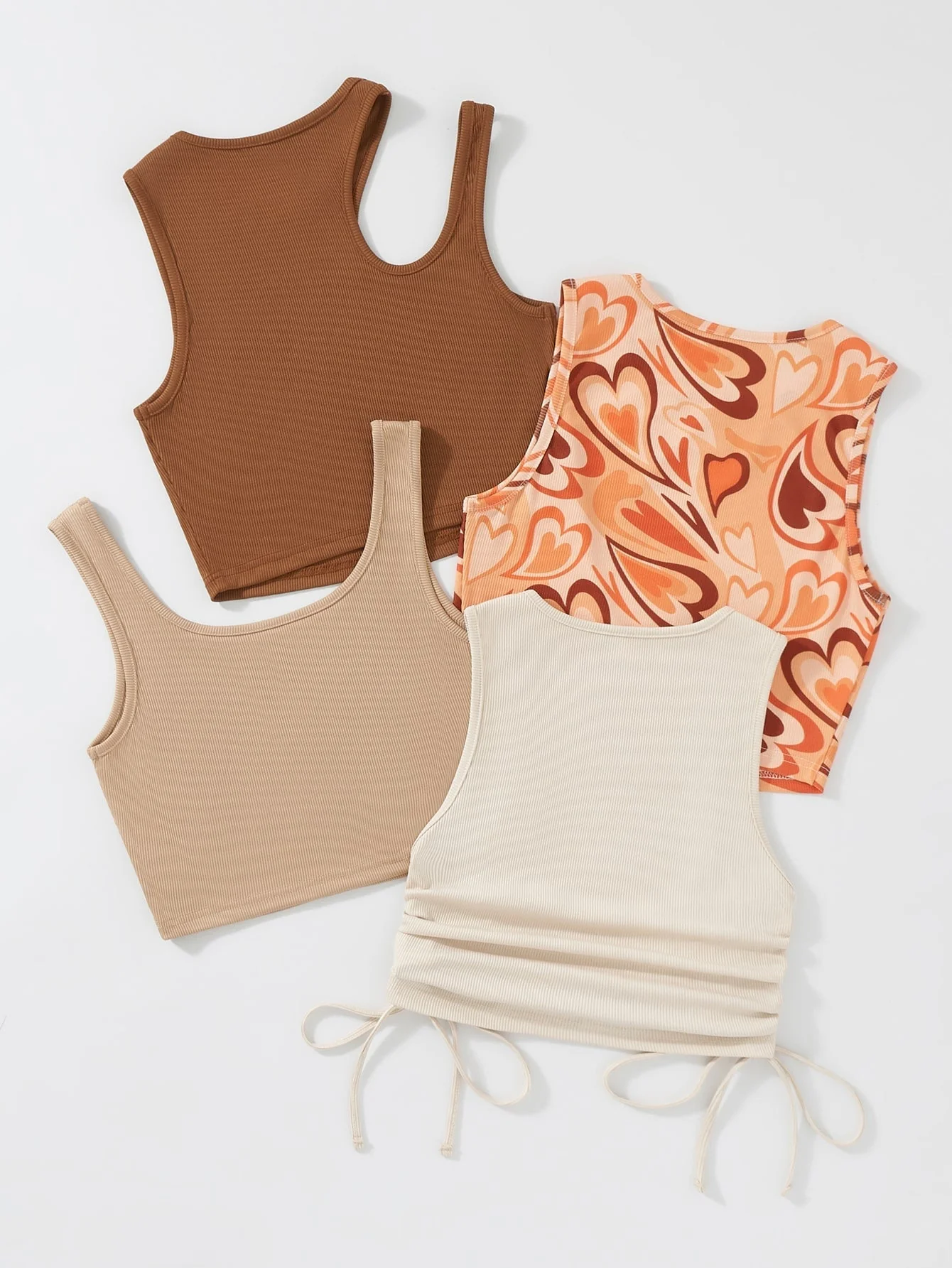 SHEIN Qutie 4pcs Heart Print Drawstring Side Tank Top - Image 21