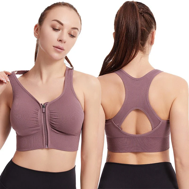 Shockproof Sports Bra Hollow Back Front Zipper Sports Bra FD - Image 8